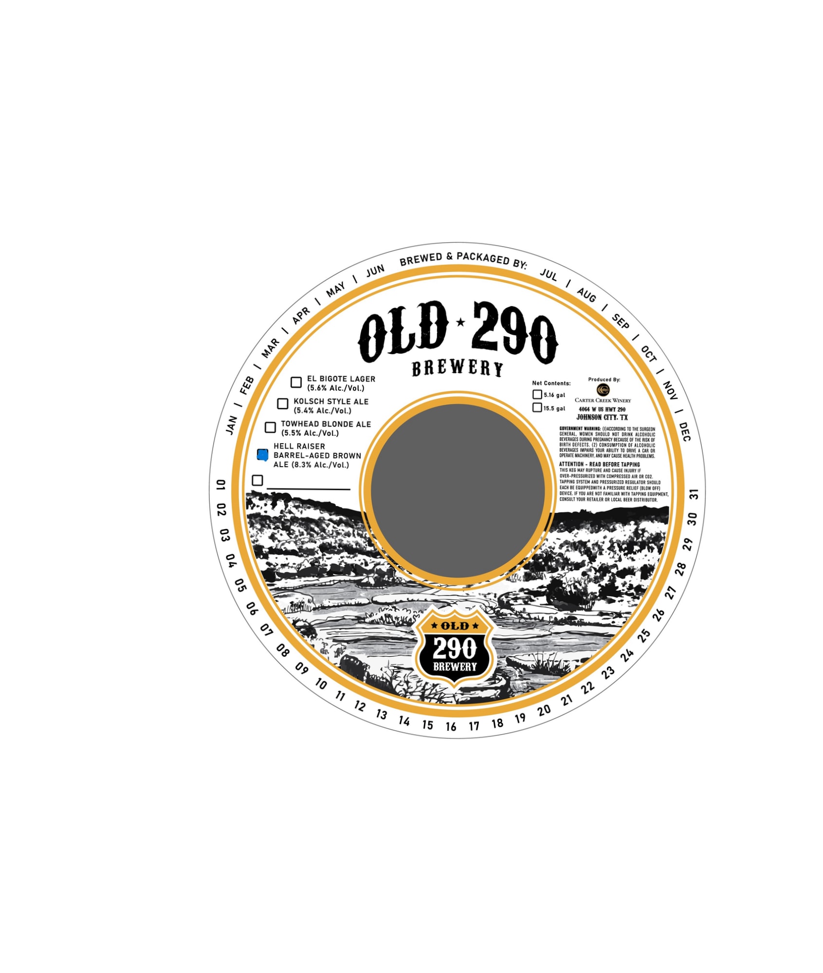 El Bigote Lager & Hell Raiser by Old 290 Brewery - beer label