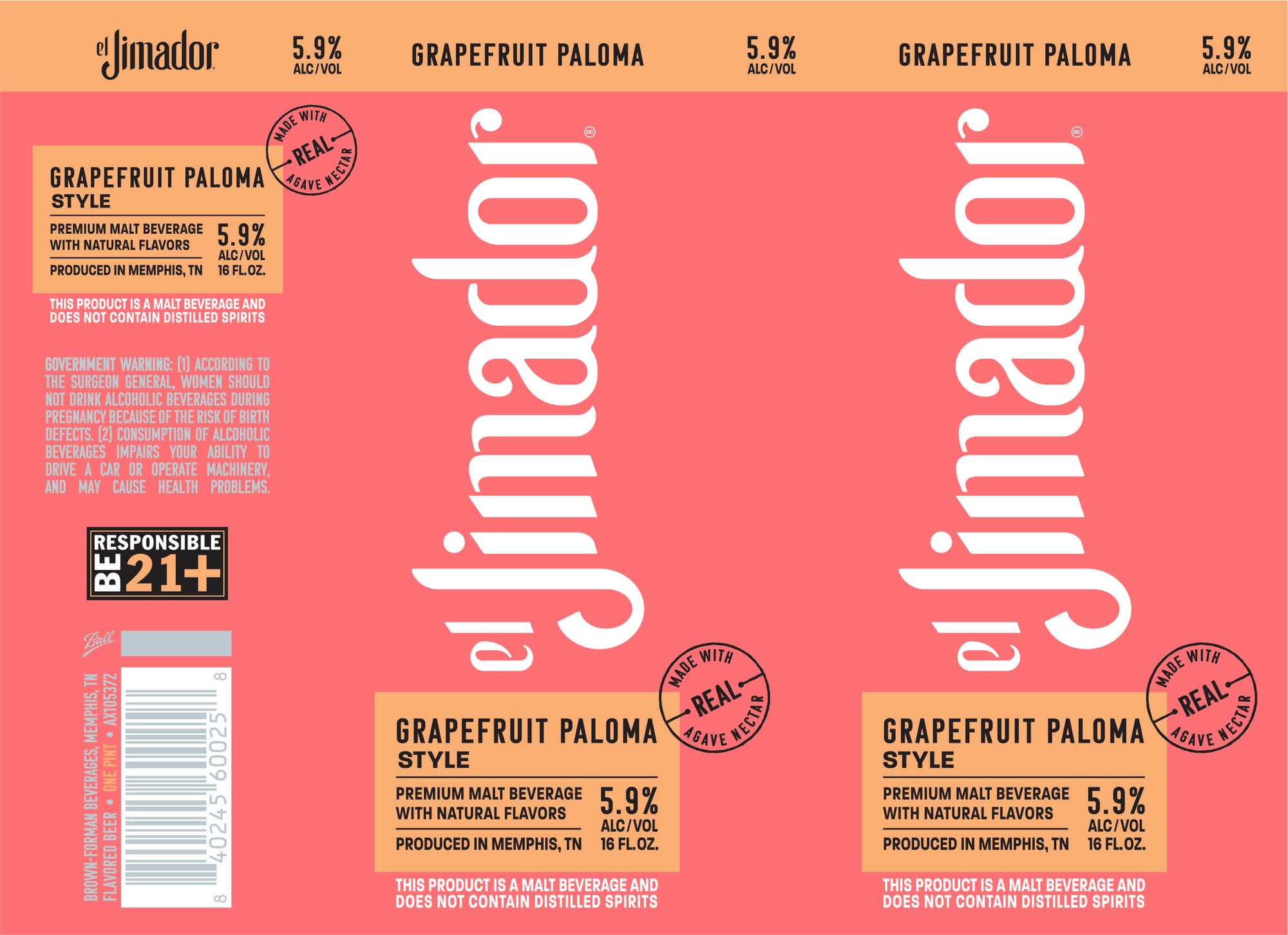El Jimador Grapefruit Paloma by Brown-Forman Beverages - beer label