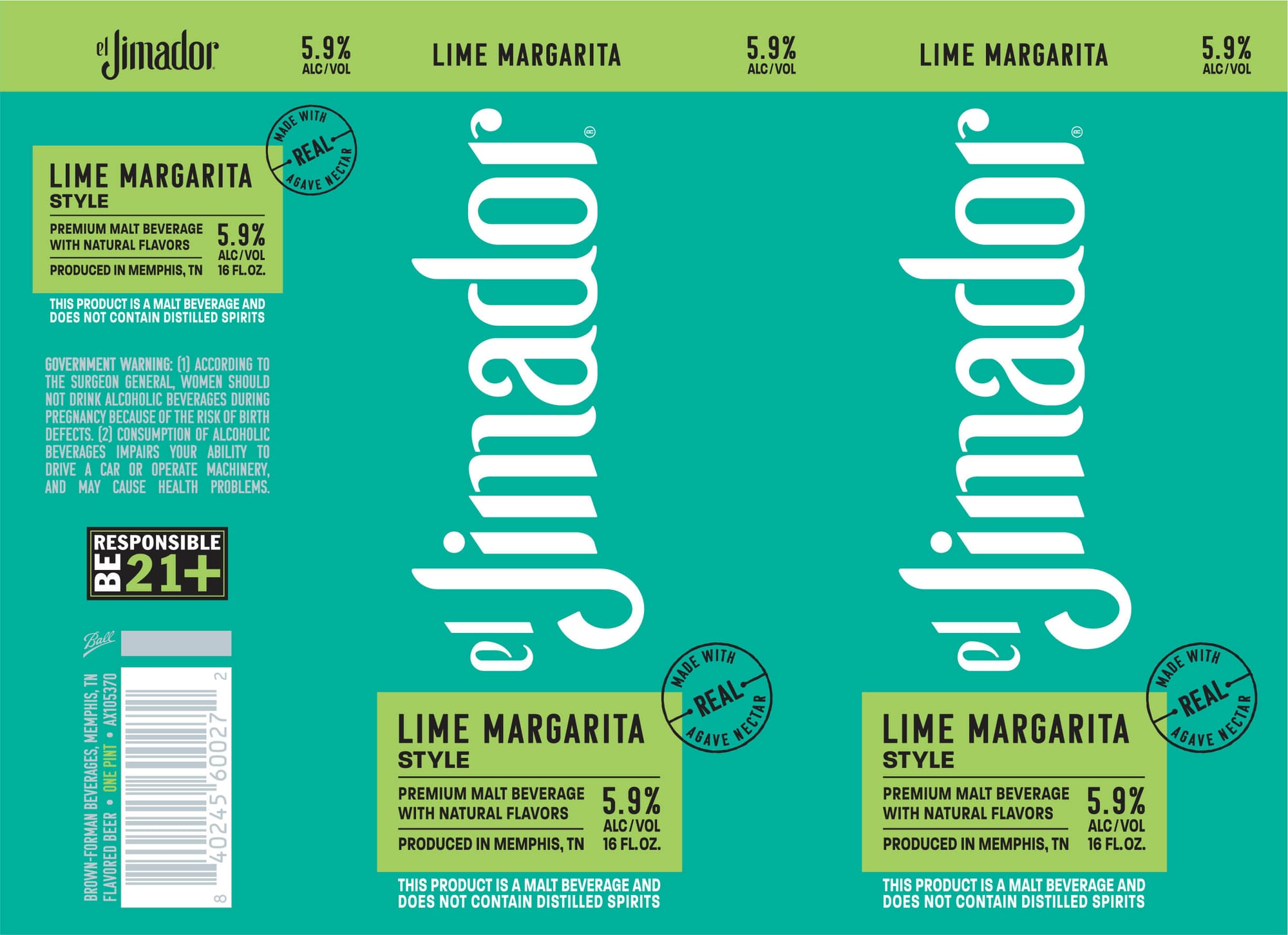 El Jimador Lime Margarita by Brown-Forman - beer label