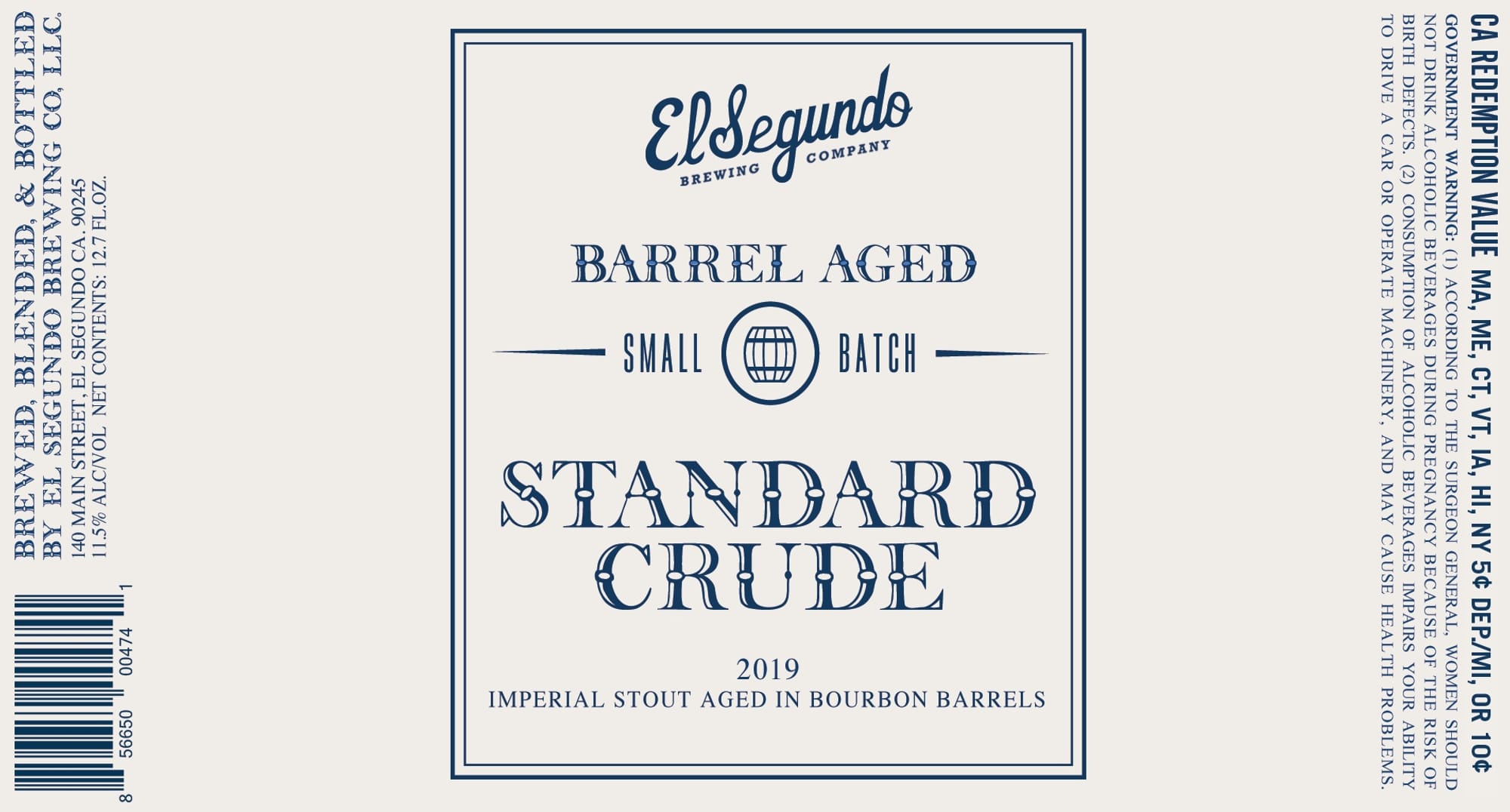 Standard Crude by El Segundo Brewing Company - beer label