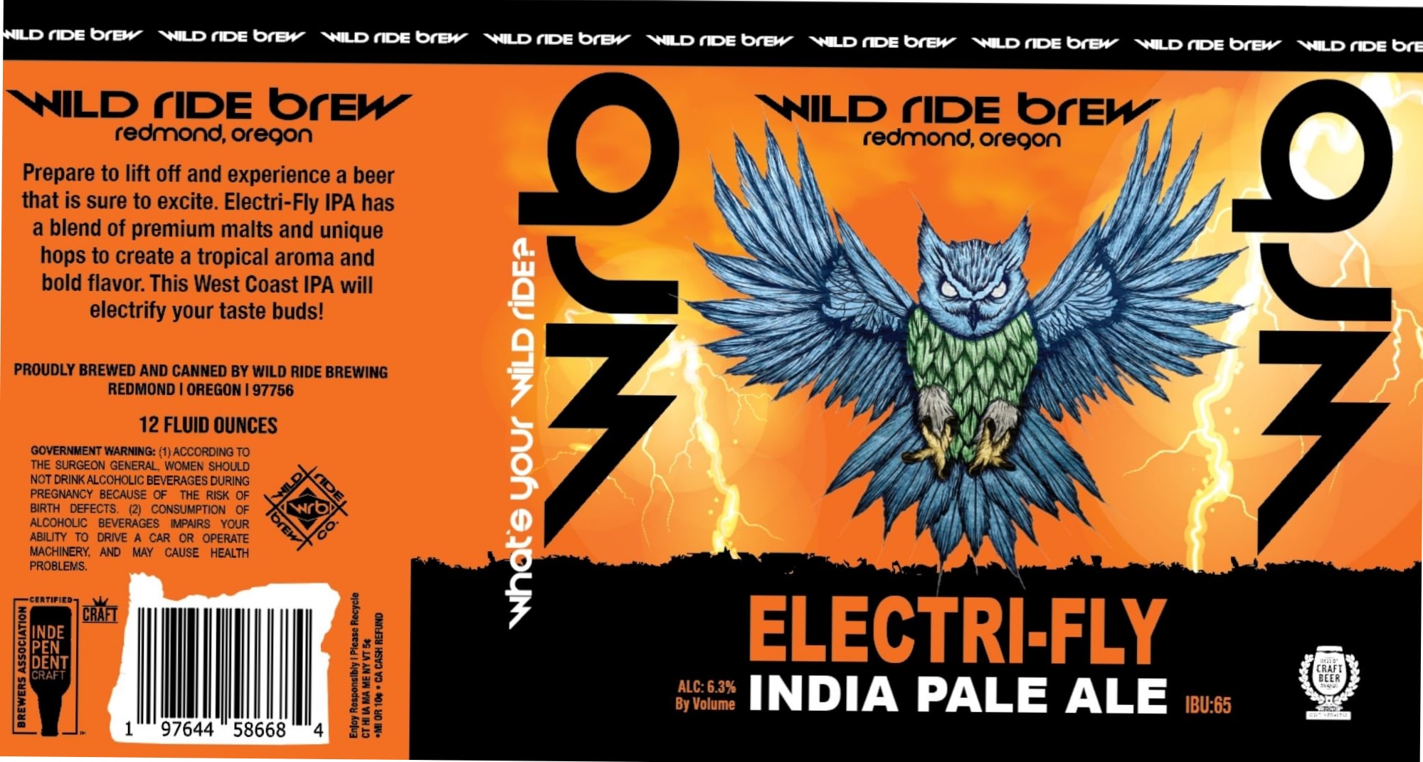 Electri-Fly by Wild Ride Brewing - beer label