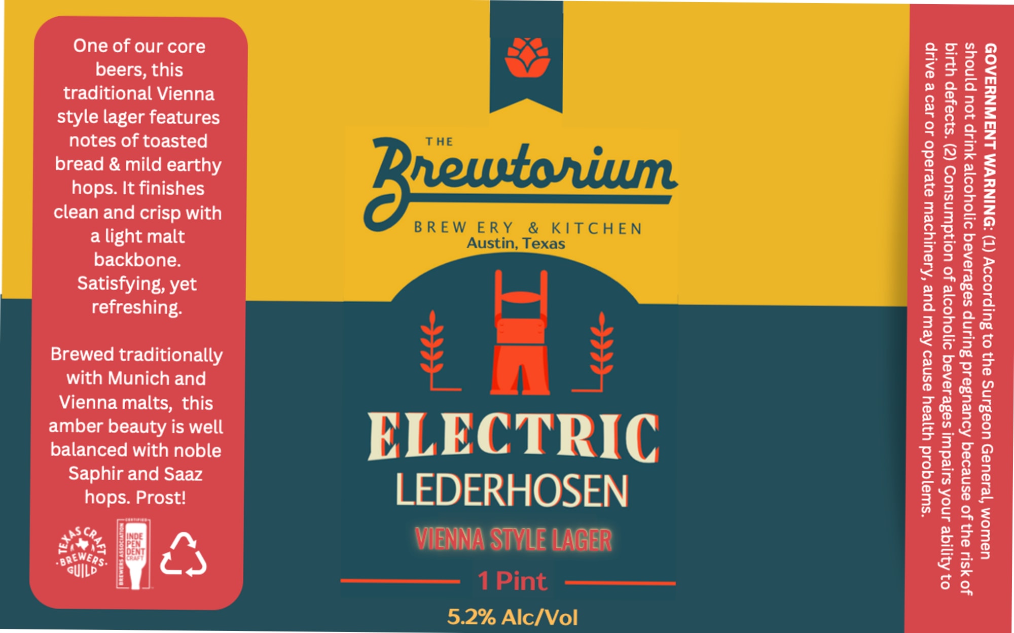 Electric Lederhosen by The Brewtorium - beer label