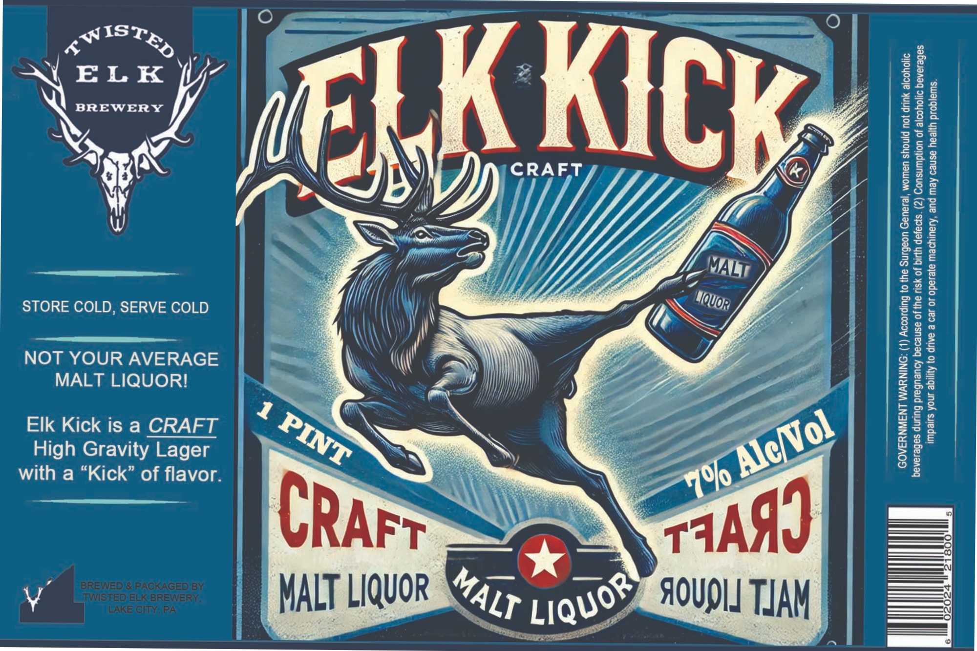 Elk Kick by Twisted Elk Brewery - beer label