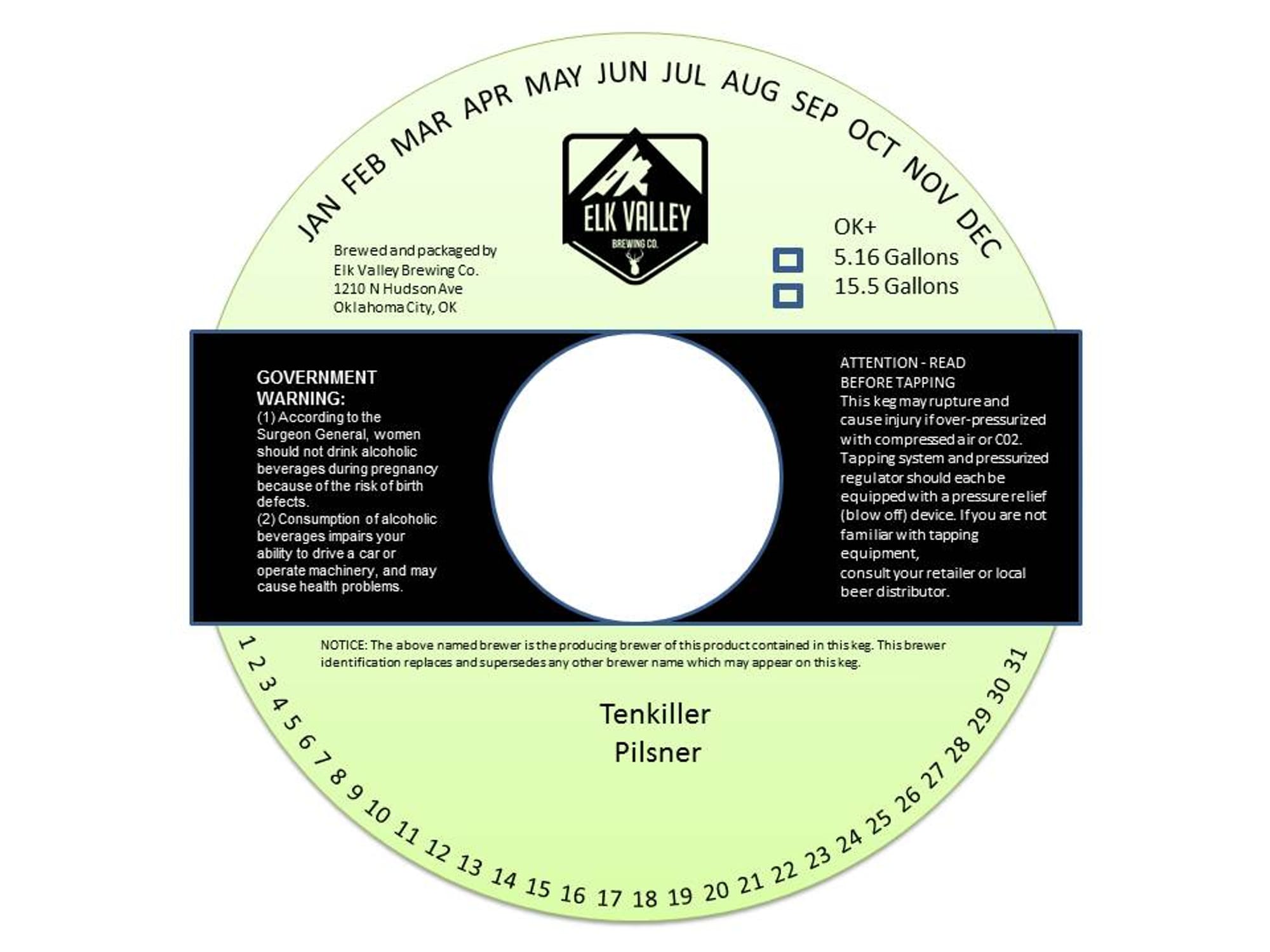 Tenkiller by Elk Valley Brewing Co. - beer label
