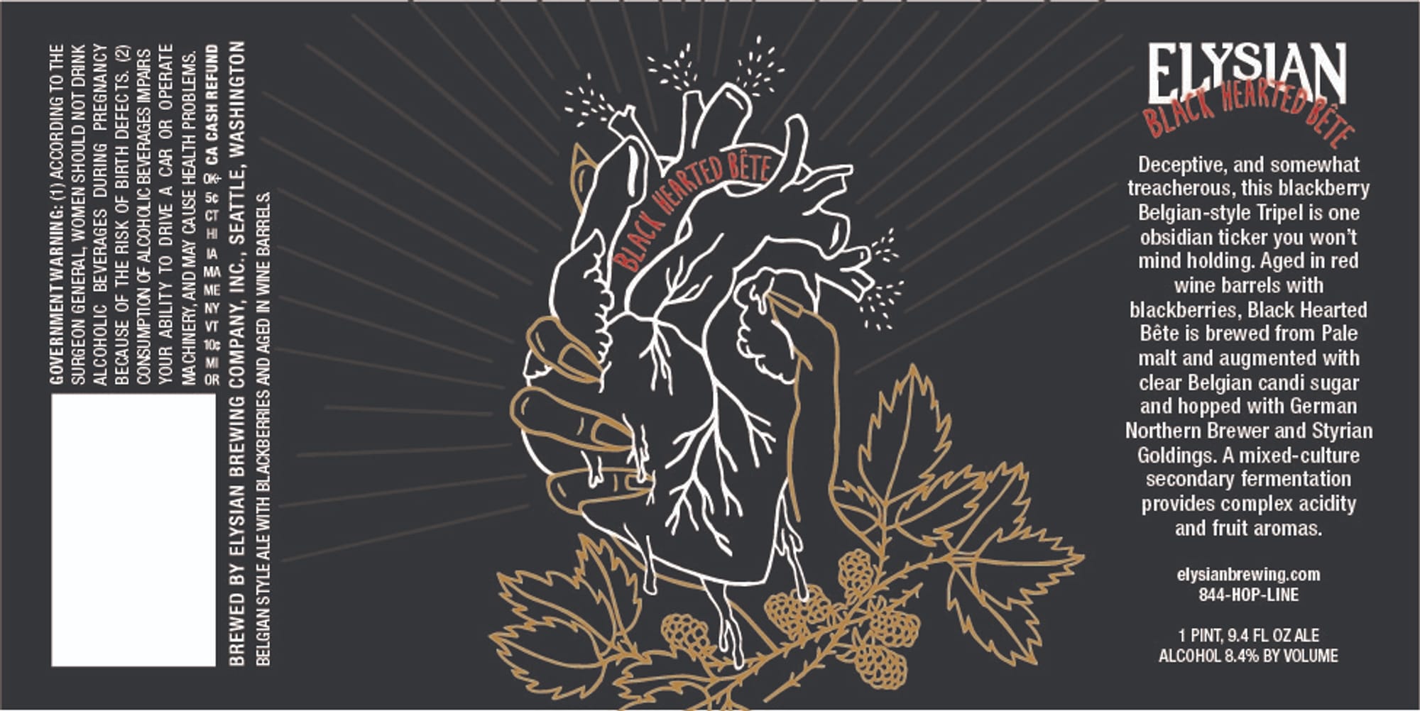 Black Hearted Béte by Elysian Brewing Company - beer label