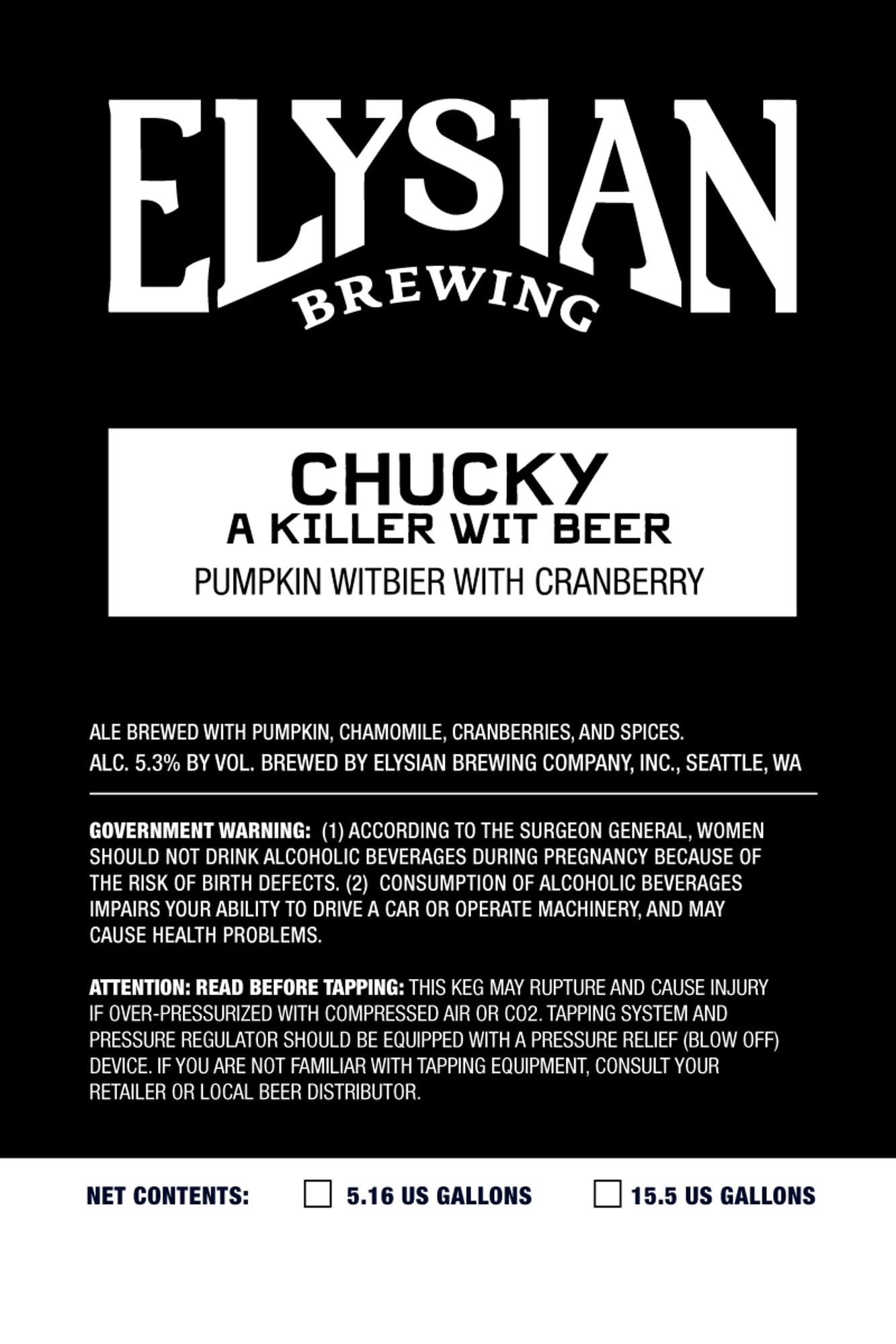 Chucky by Elysian Brewing - beer label