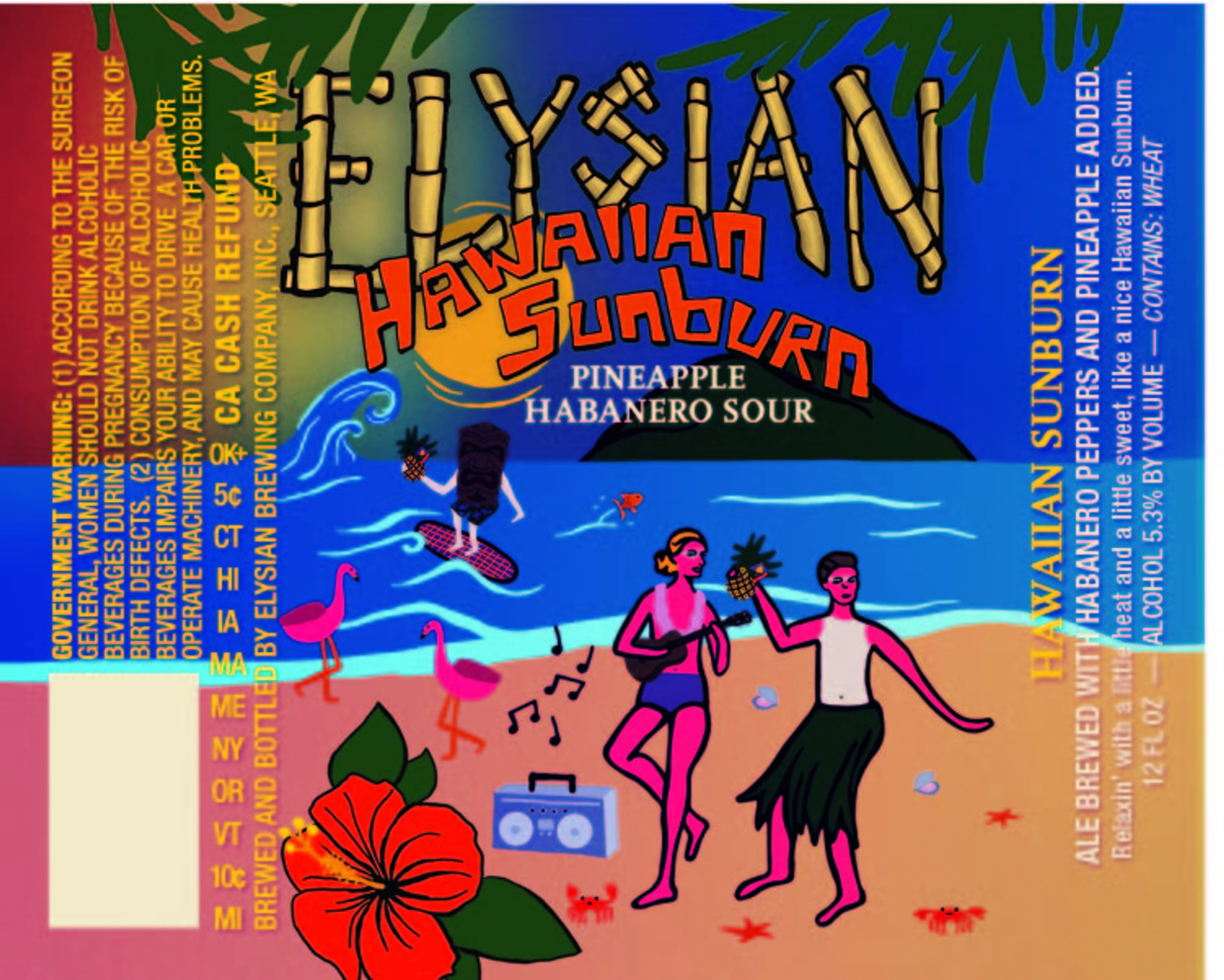 Hawaiian Sunburn by Elysian Brewing Company - beer label