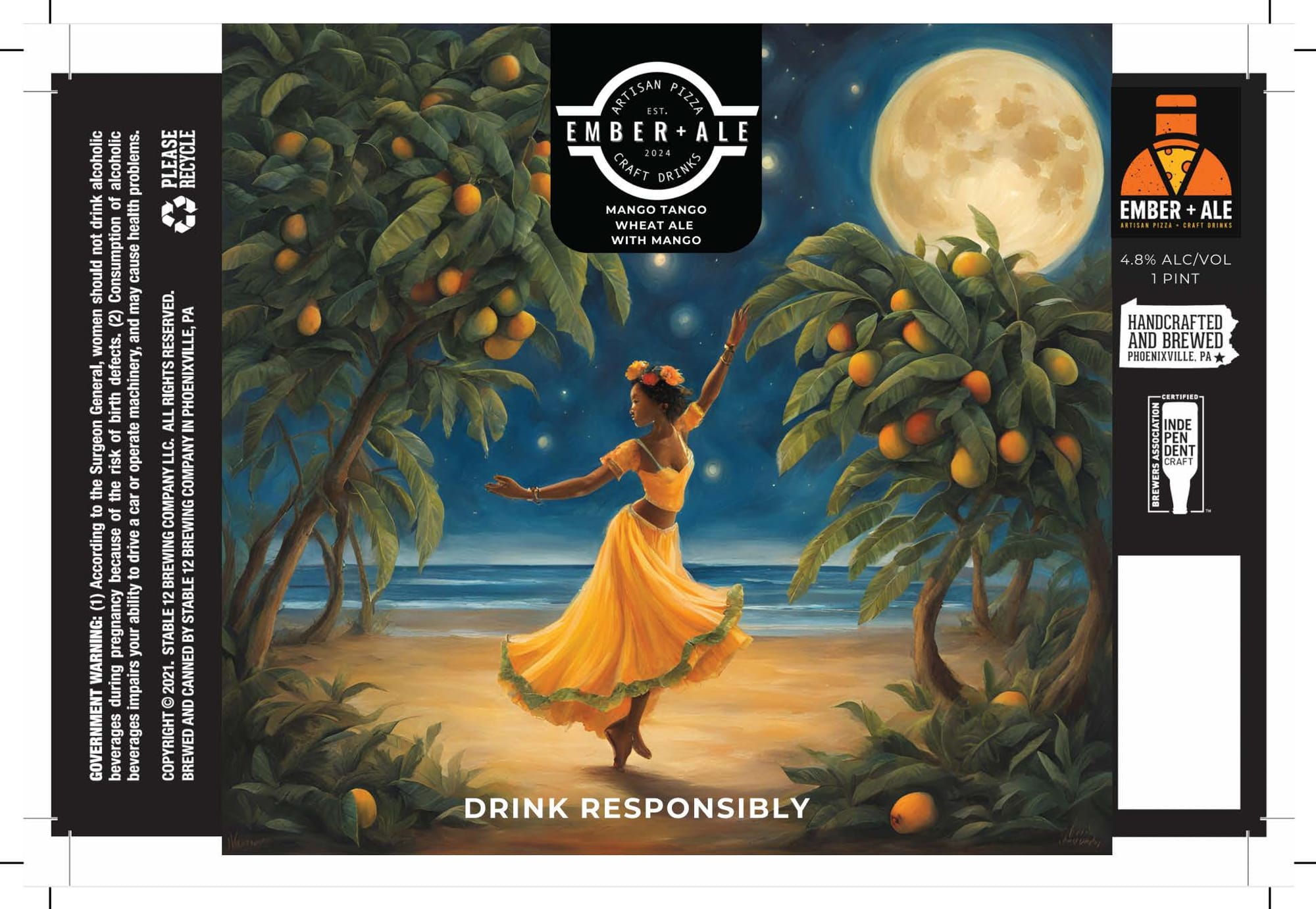 Ember + Ale - Mango Tango by Stable 12 Brewing Company - beer label
