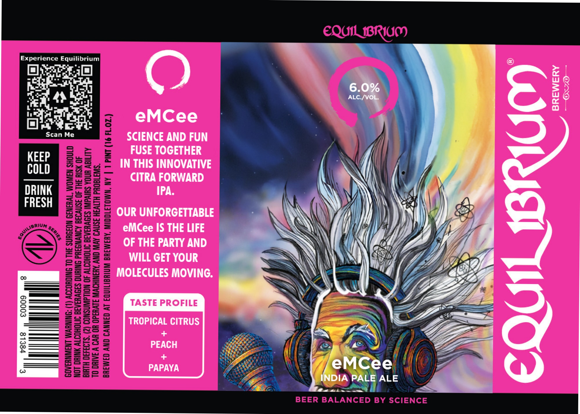 emCee India Pale Ale by Equilibrium Brewery - beer label
