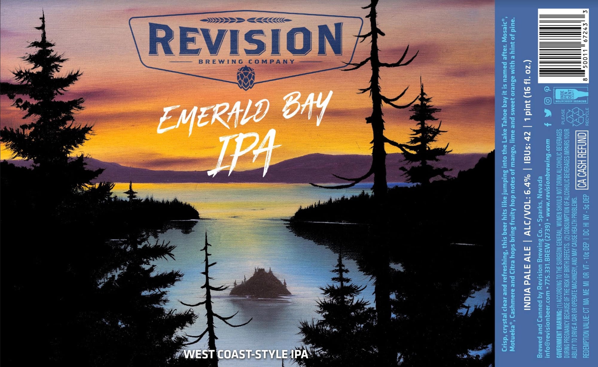 Emerald Bay IPA by Revision Brewing Company - beer label