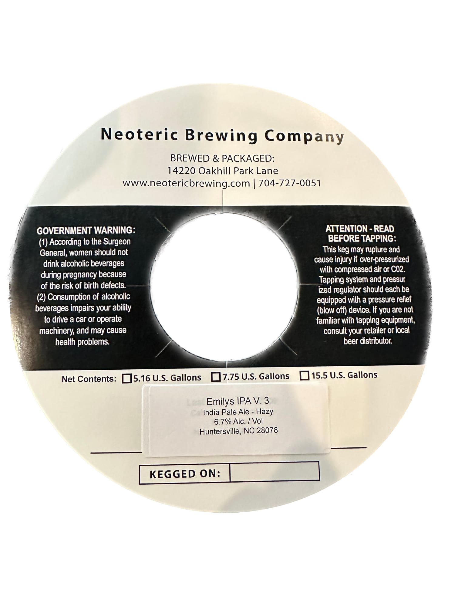 Emily’s IPA V. 3 by Neoteric Brewing Company - beer label