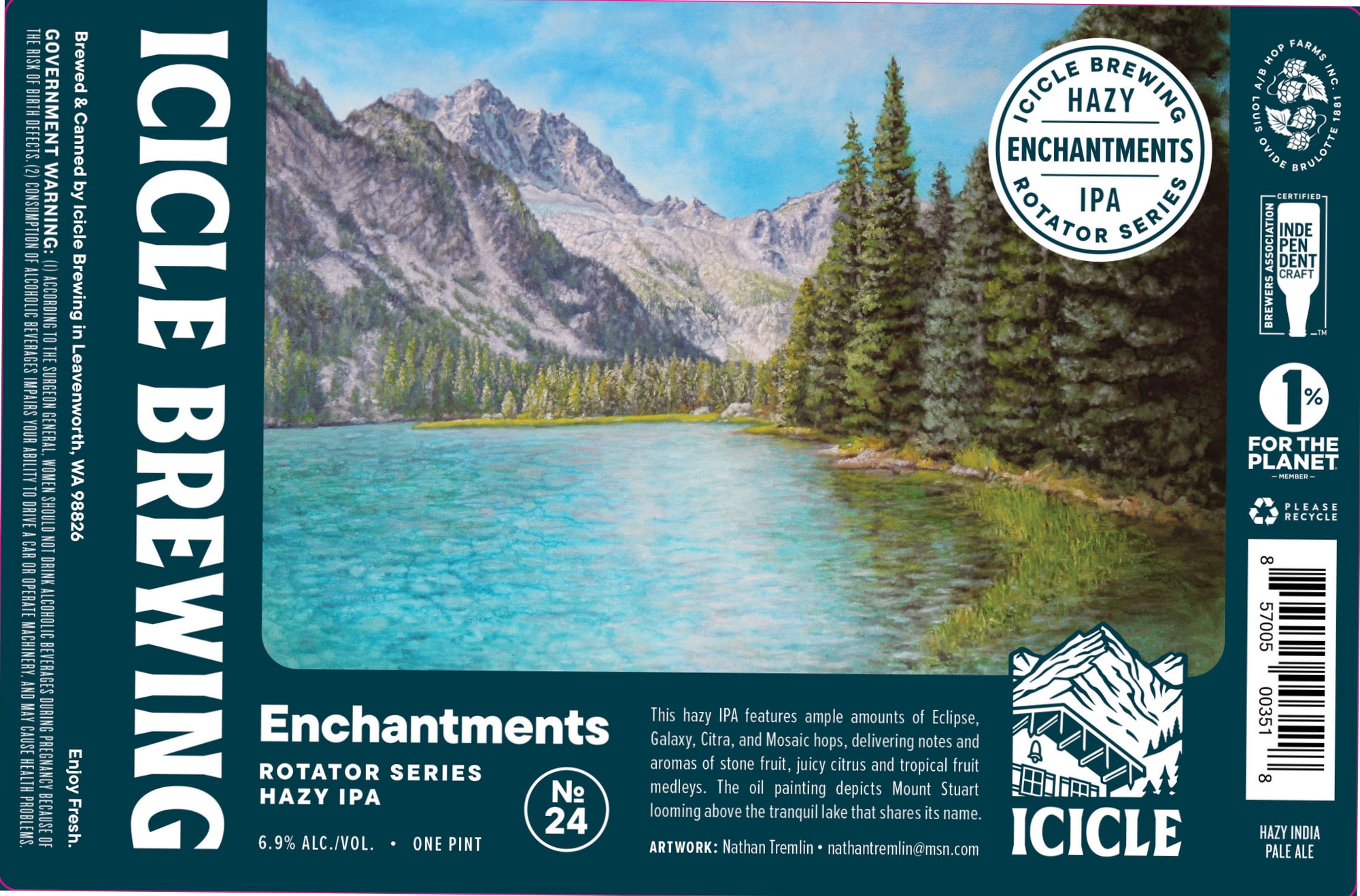 Enchantments Hazy IPA by Icicle Brewing - beer label