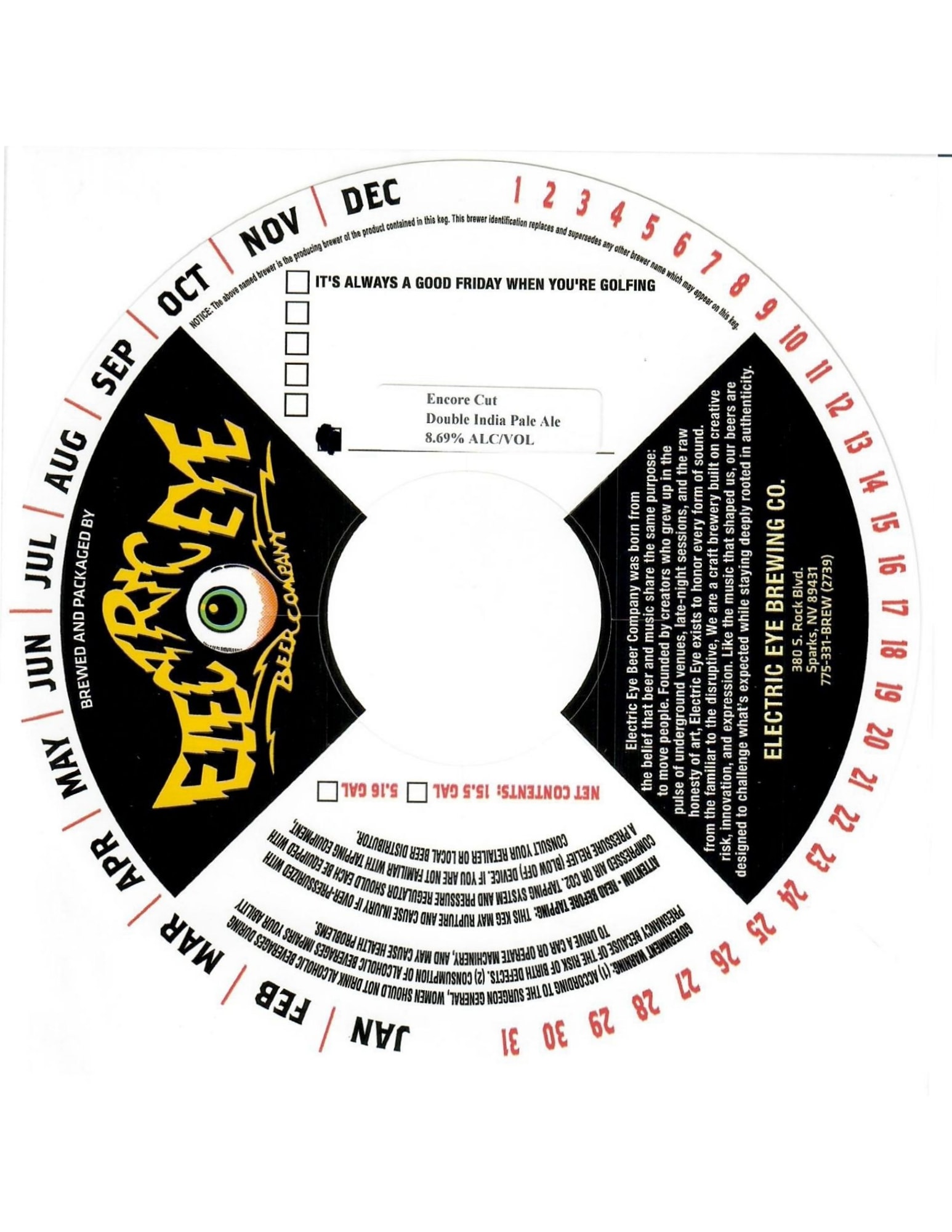 Encore Cut by Electric Eye Brewery - beer label