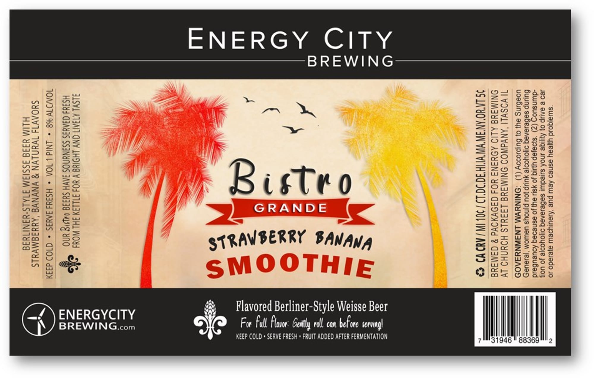 Bistro Grande Strawberry Banana Smoothie by Energy City Brewing - beer label