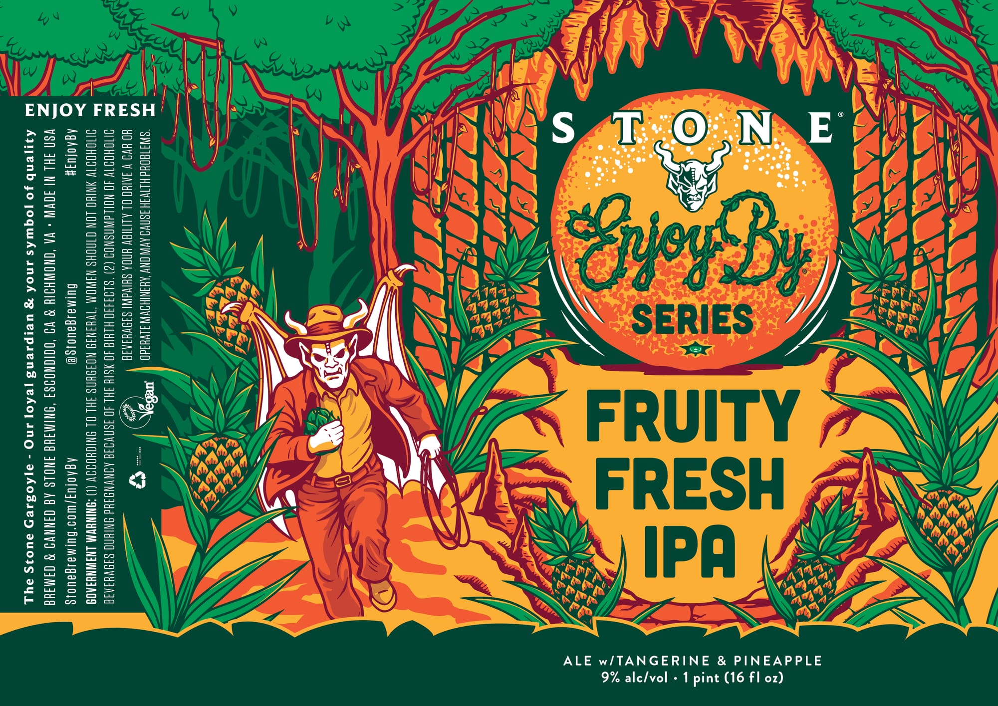 Enjoy By Fruity Fresh IPA by Stone Brewing - beer label