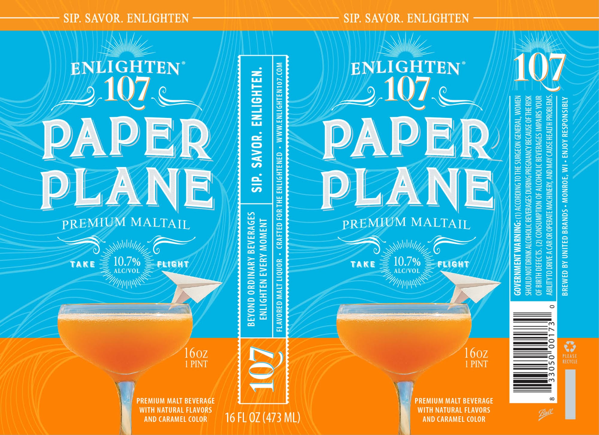 107 Paper Plane by Enlighten - beer label