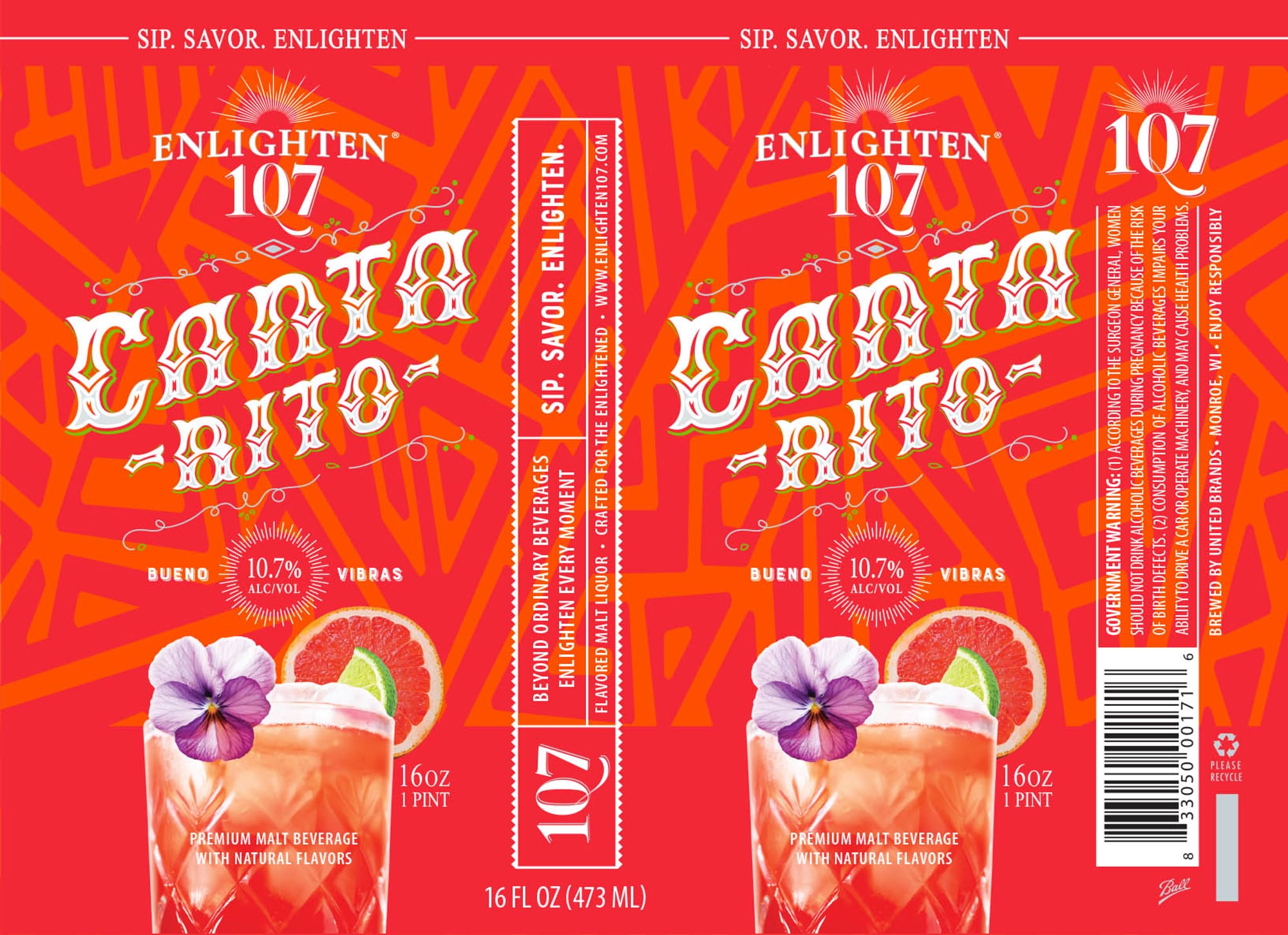 Enlighten 107 Carta-Rita by United Brands - beer label