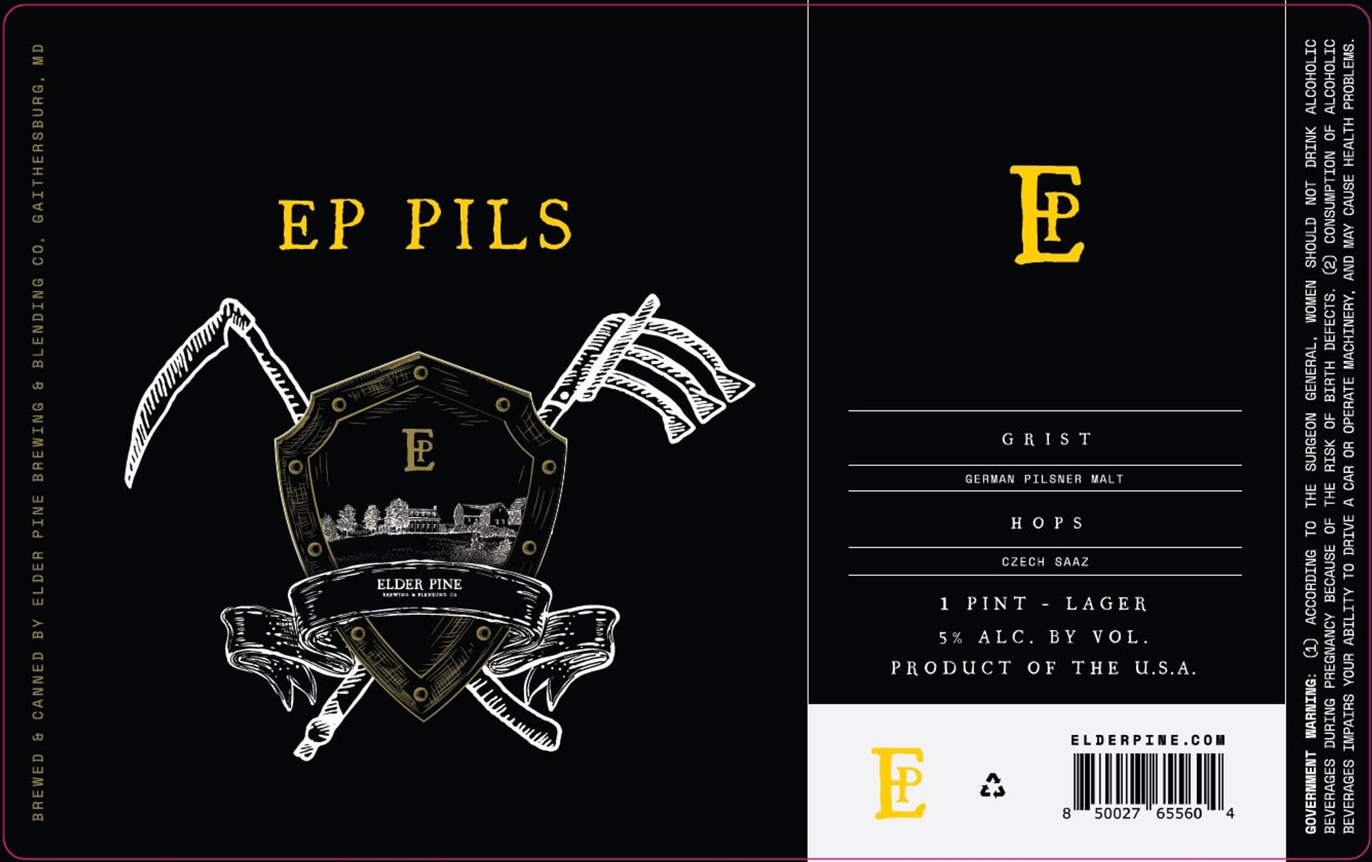 EP Pils by Elder Pine Brewing & Blending - beer label