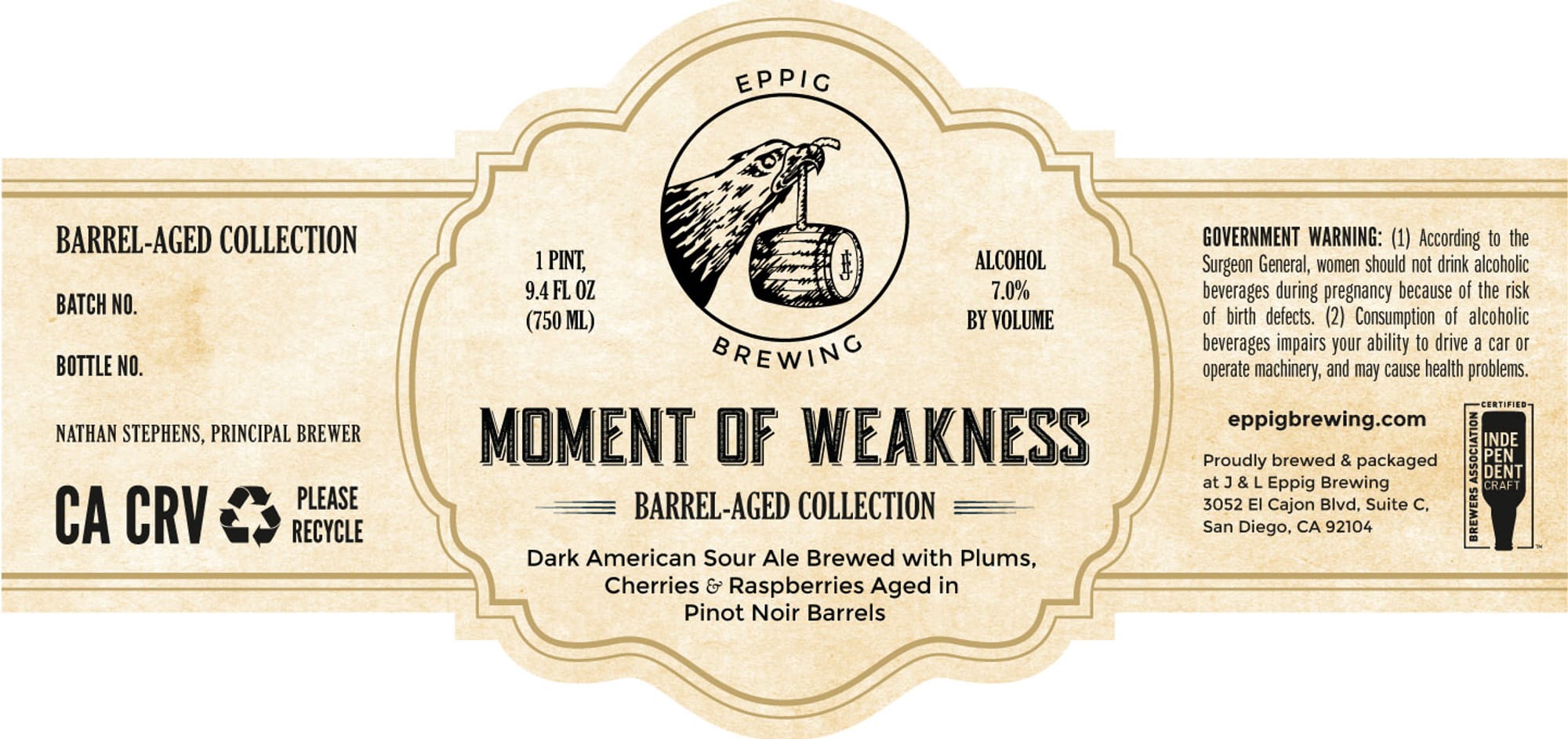Moment of Weakness by Eppig Brewing - beer label