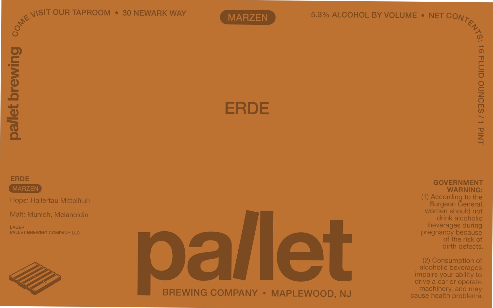 Erde by Pallet Brewing Company - beer label