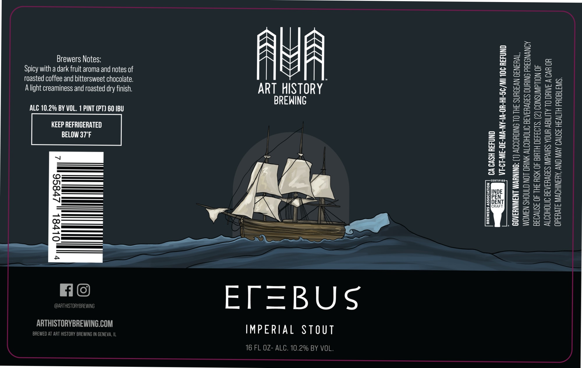 Erebus by Art History Brewing - beer label