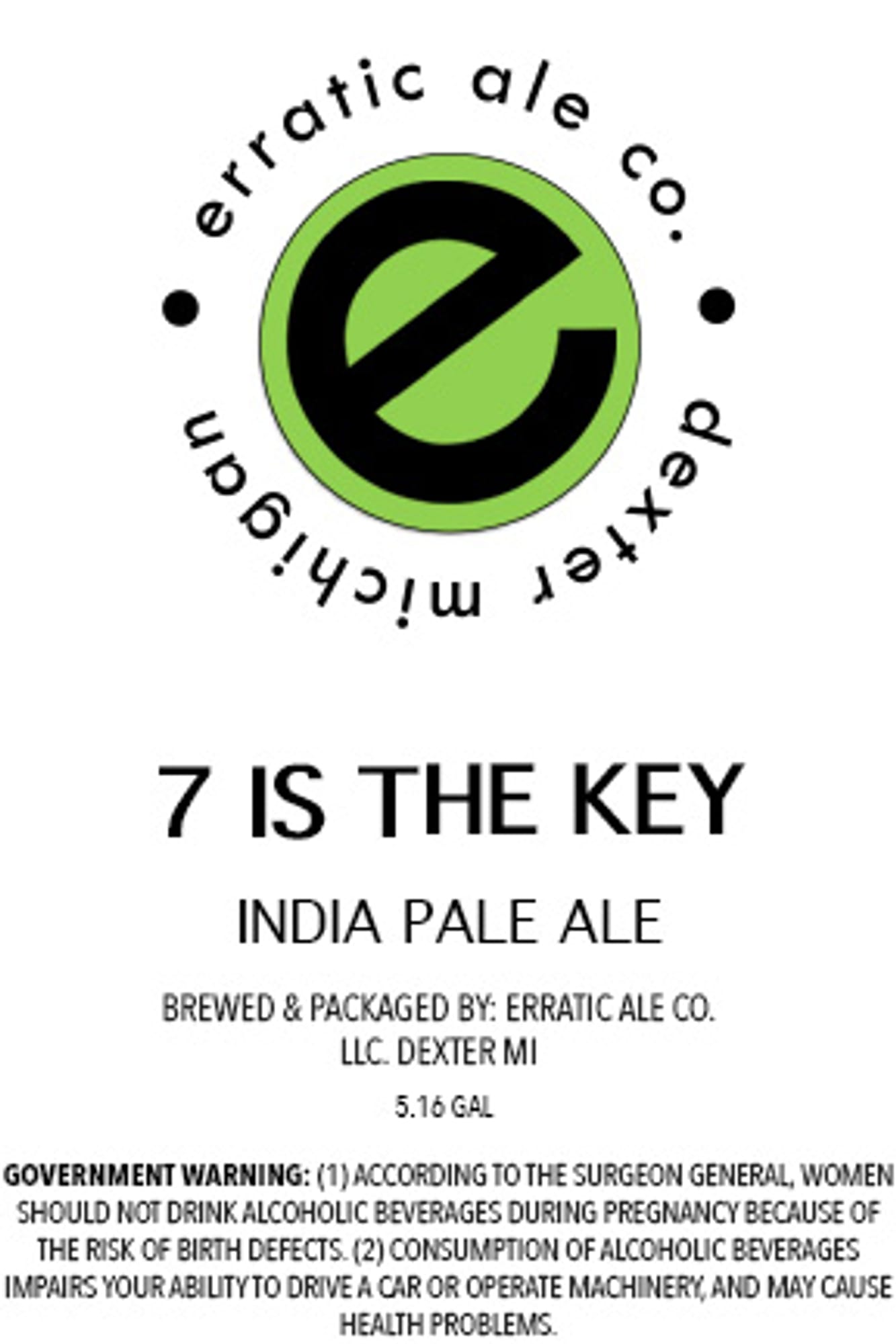7 Is The Key by Erratic Ale Co. - beer label