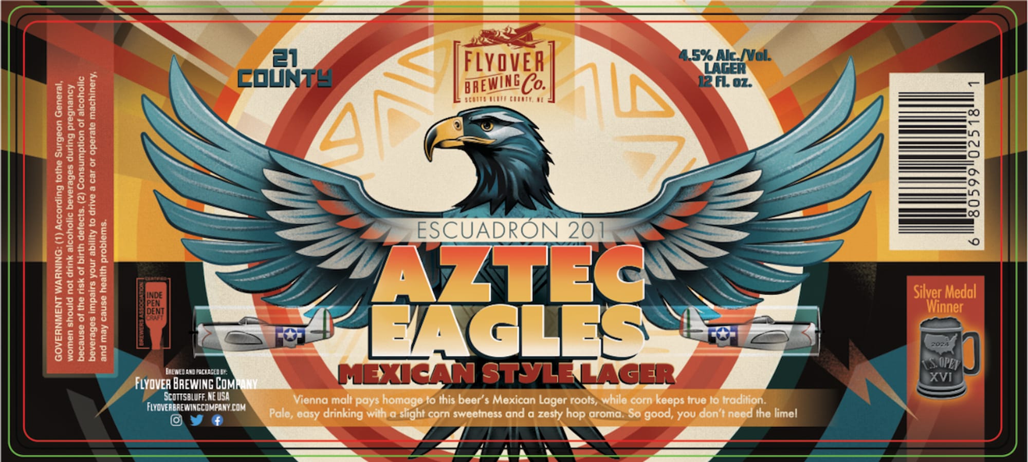 Escuadrón 201 Aztec Eagles by Flyover Brewing Company - beer label