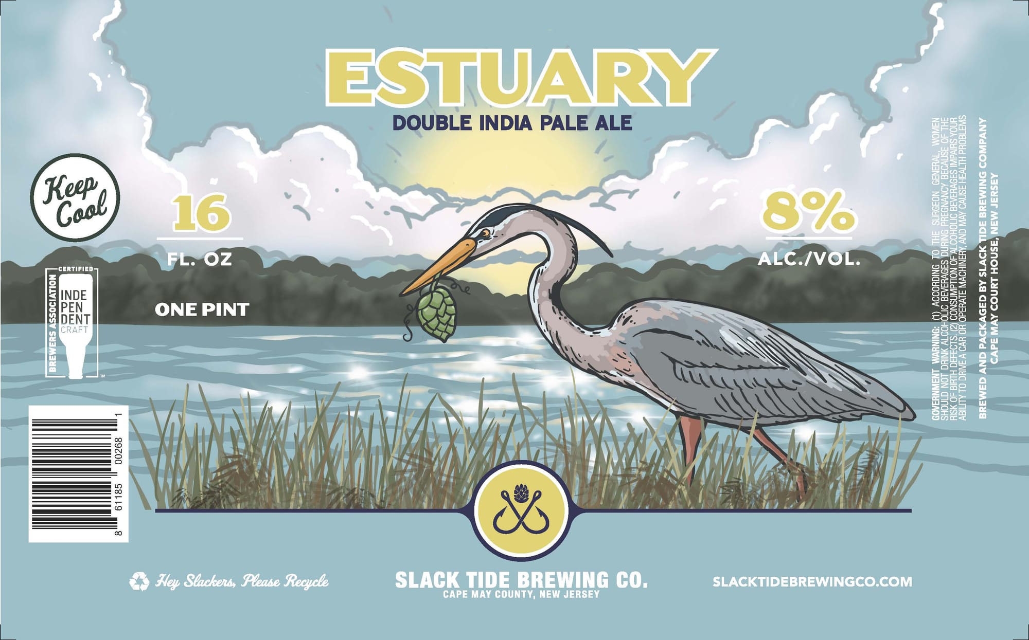Estuary Double India Pale Ale by Slack Tide Brewing Co. - beer label
