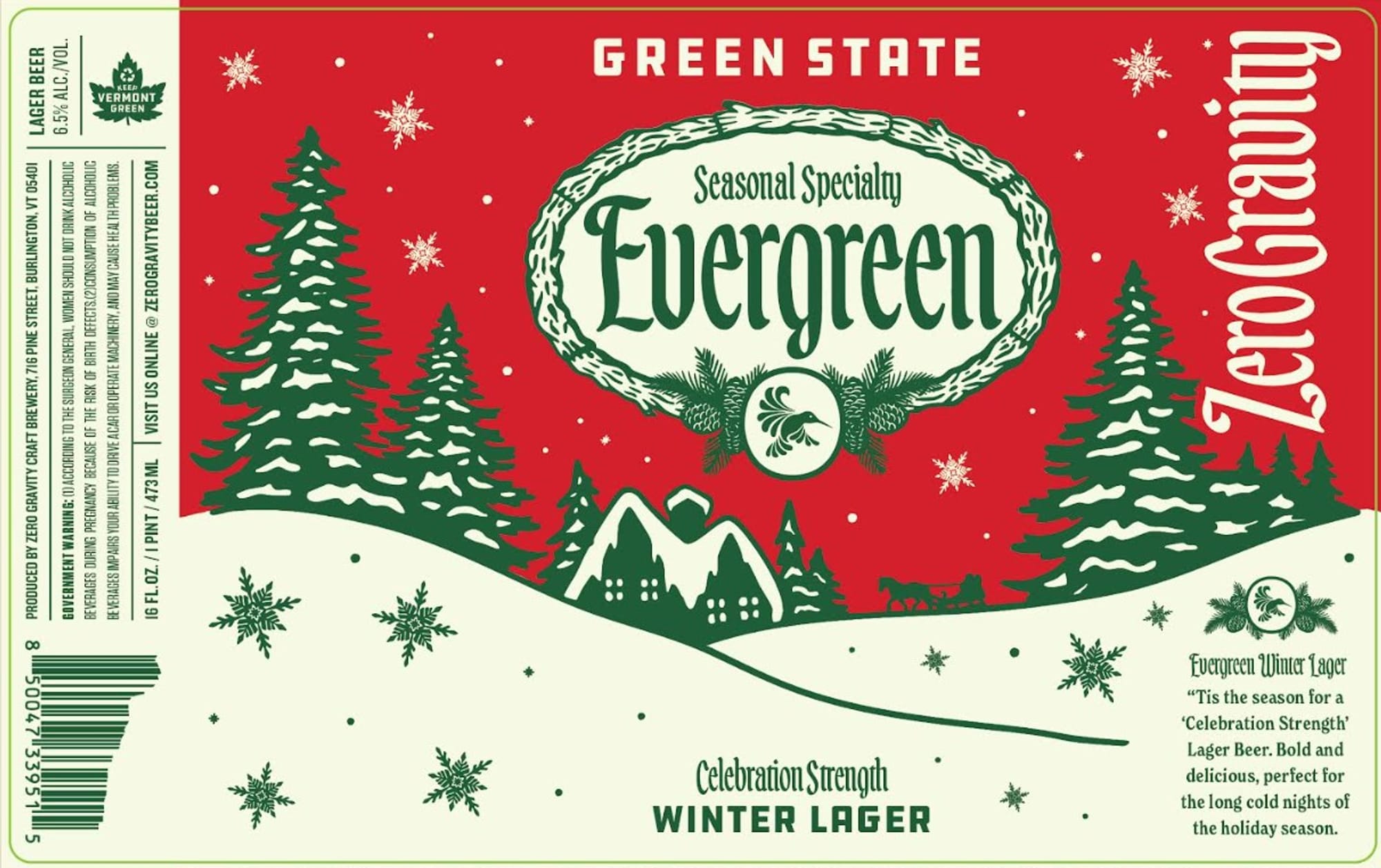 Evergreen by Zero Gravity - beer label