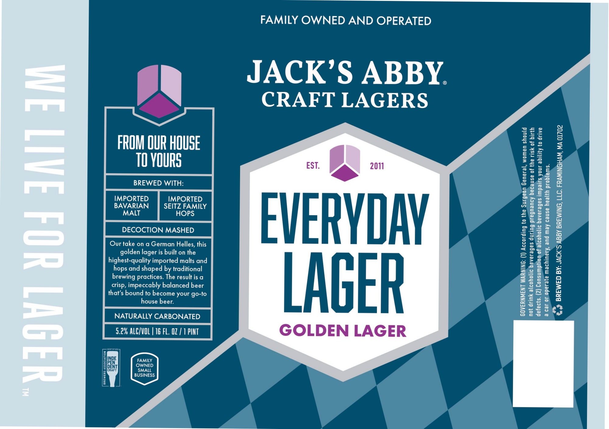 Everyday Lager by Jack's Abby Brewing - beer label