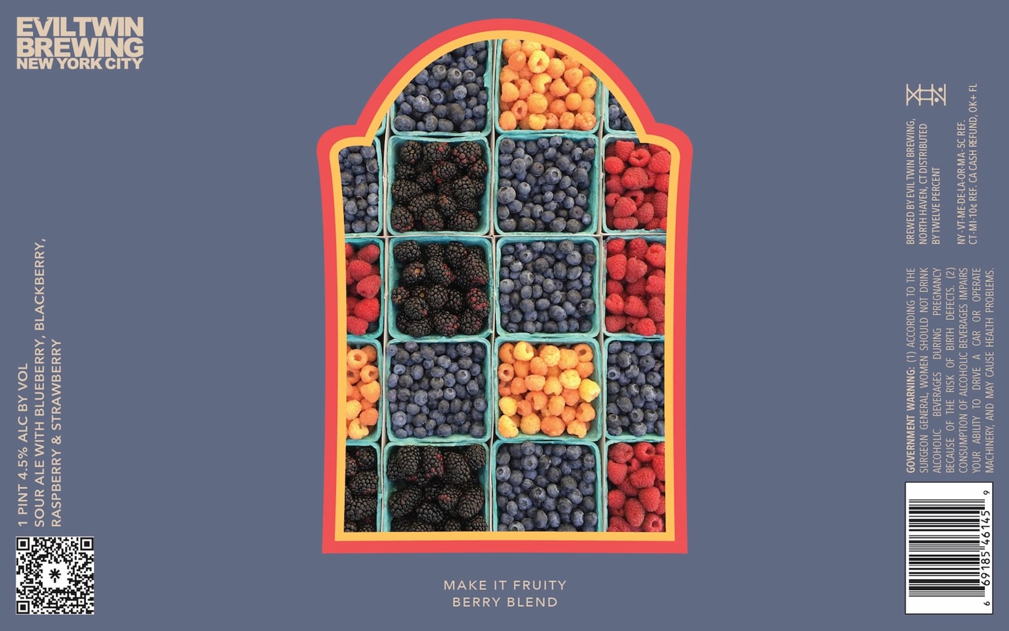 Raspberry & Blueberry Vol. 1 by Evil Twin Brewing - beer label