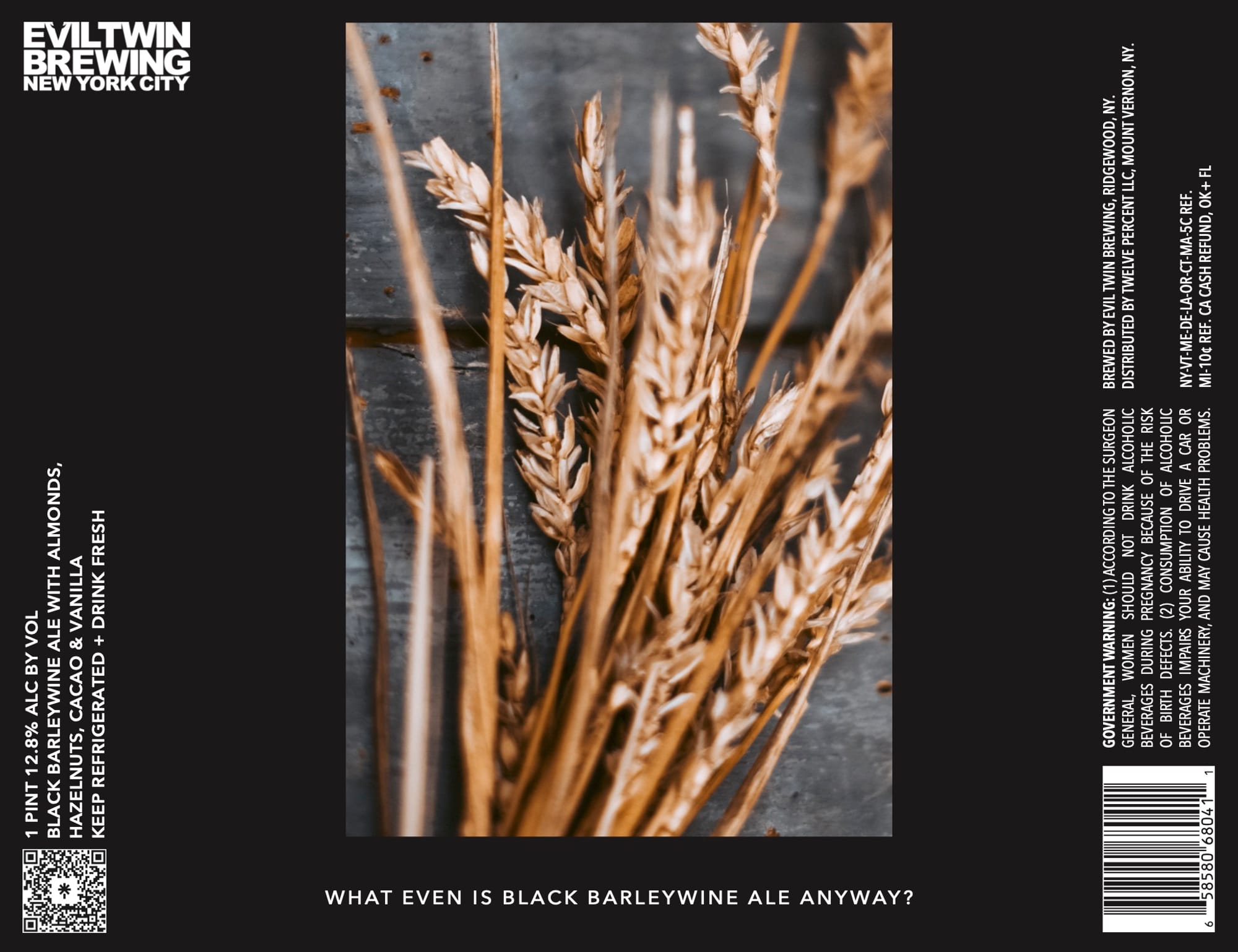 What Even Is Black Barleywine by Evil Twin Brewing - beer label