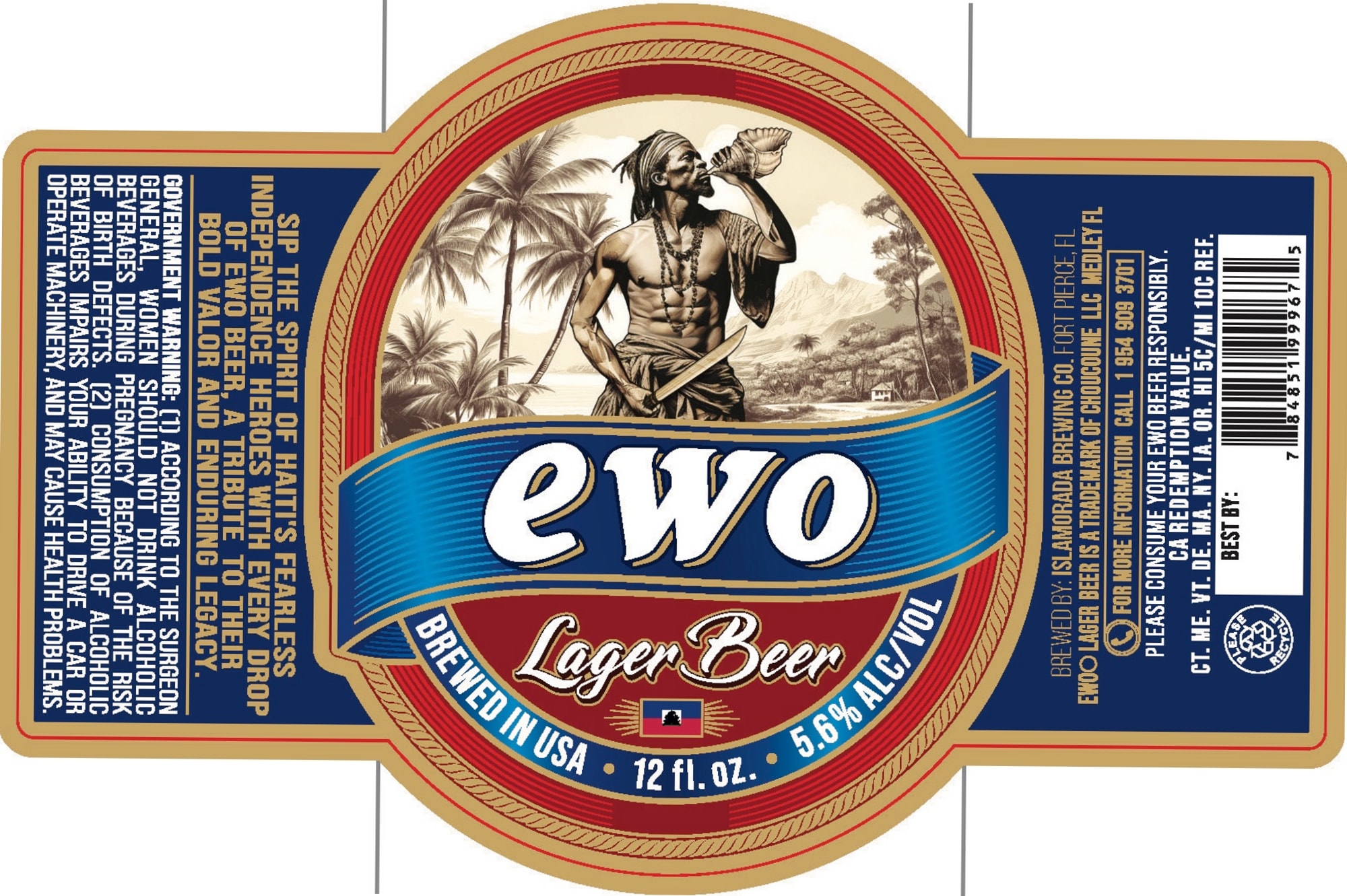 Ewo Lager Beer by Islamorada Brewing Co. - beer label