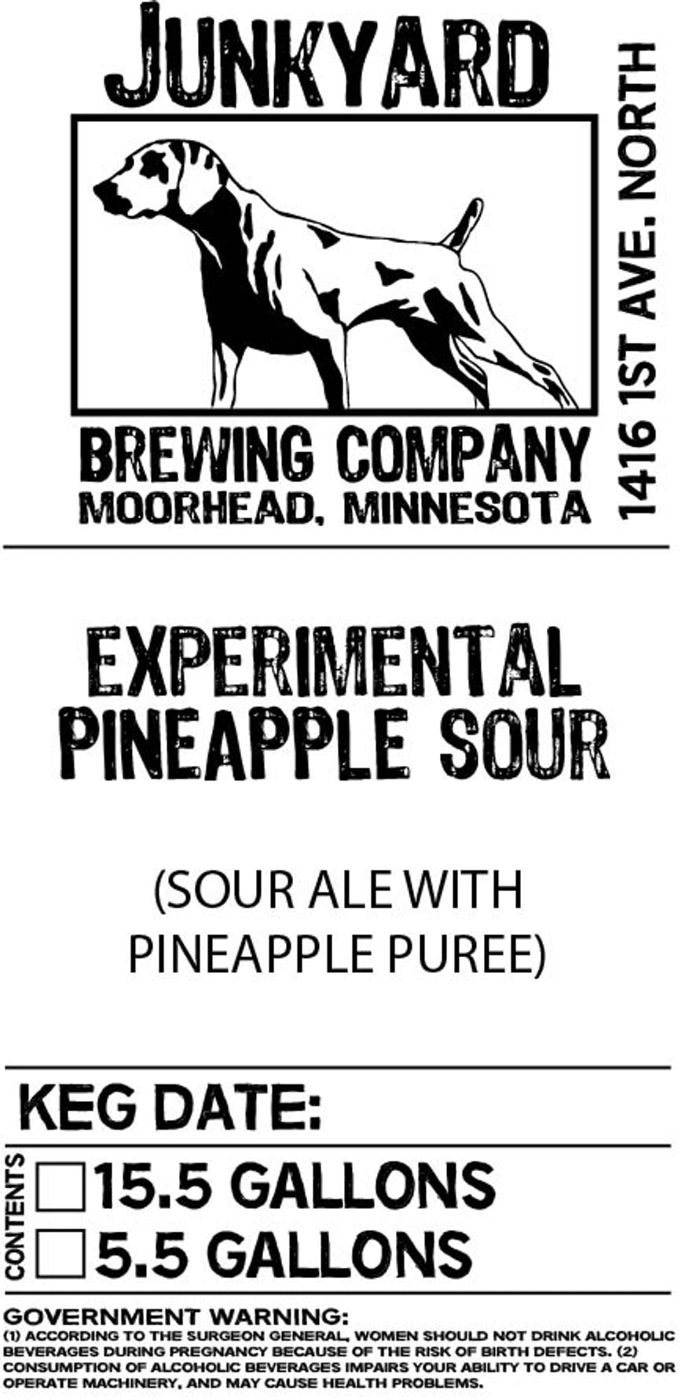 Experimental Pineapple Sour by Junkyard Brewing Company - beer label