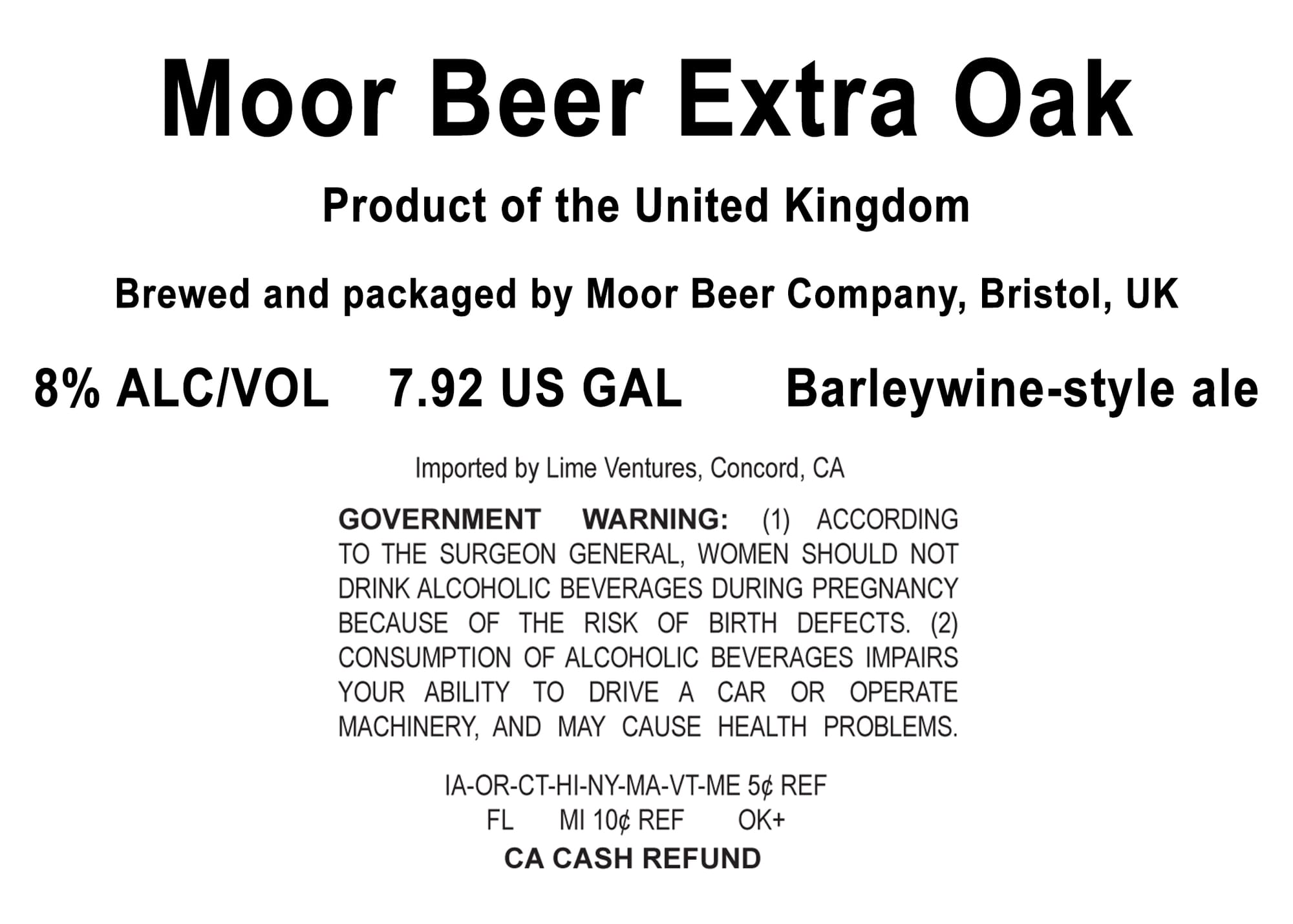 Extra Oak by Moor Beer Company - beer label