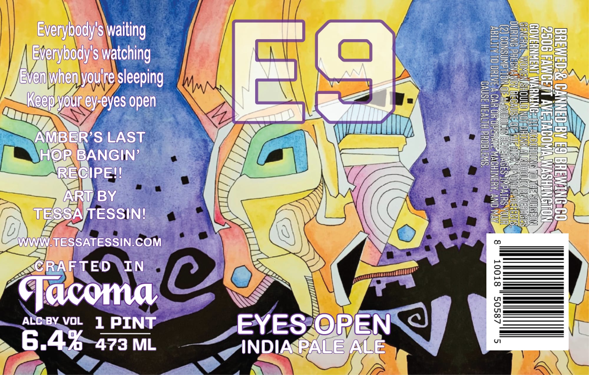 Eyes Open by E9 Brewing Co. - beer label