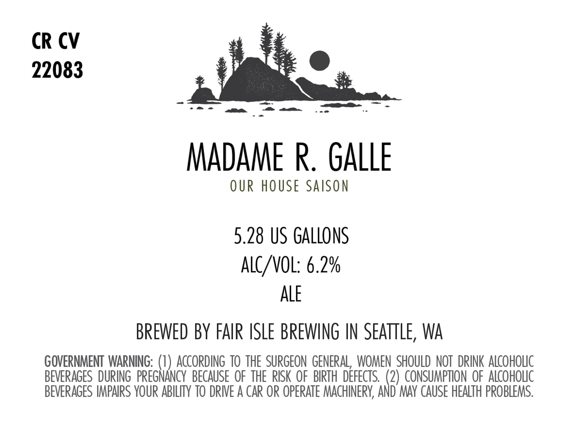 Madame R. Galle by Fair Isle Brewing - beer label