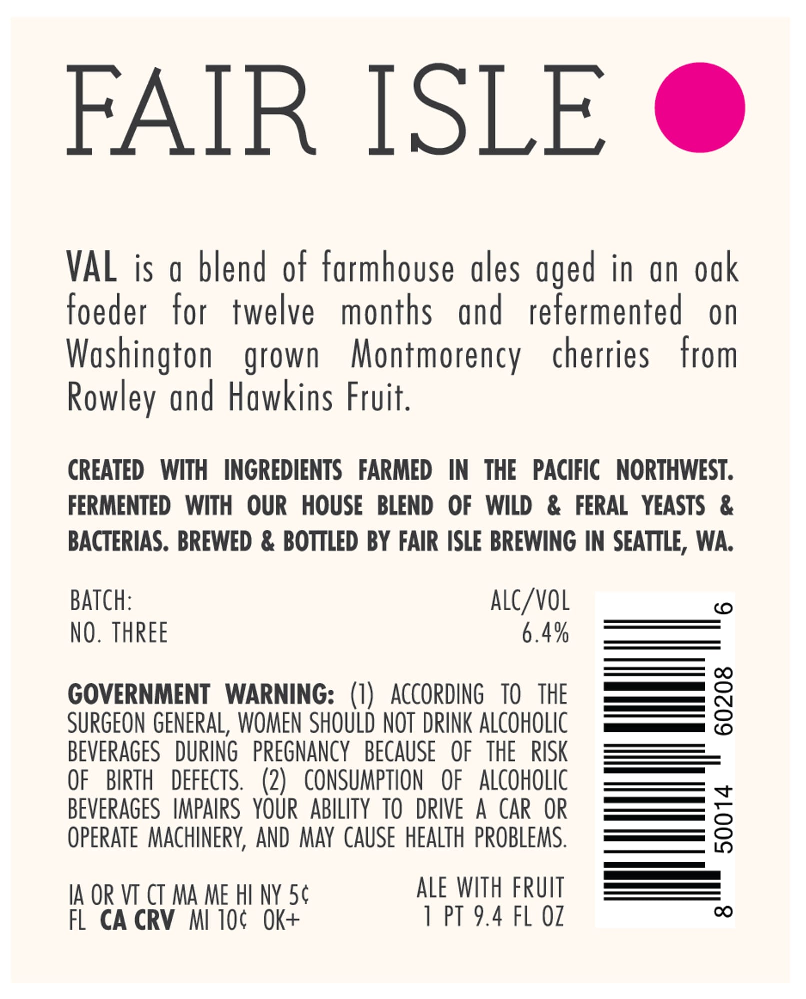 Val by Fair Isle Brewing - beer label