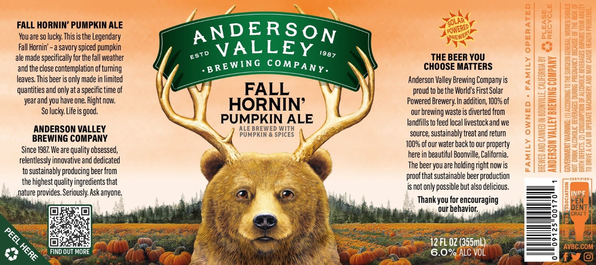 Fall Hornin’ Pumpkin Ale by Anderson Valley Brewing Company - beer label