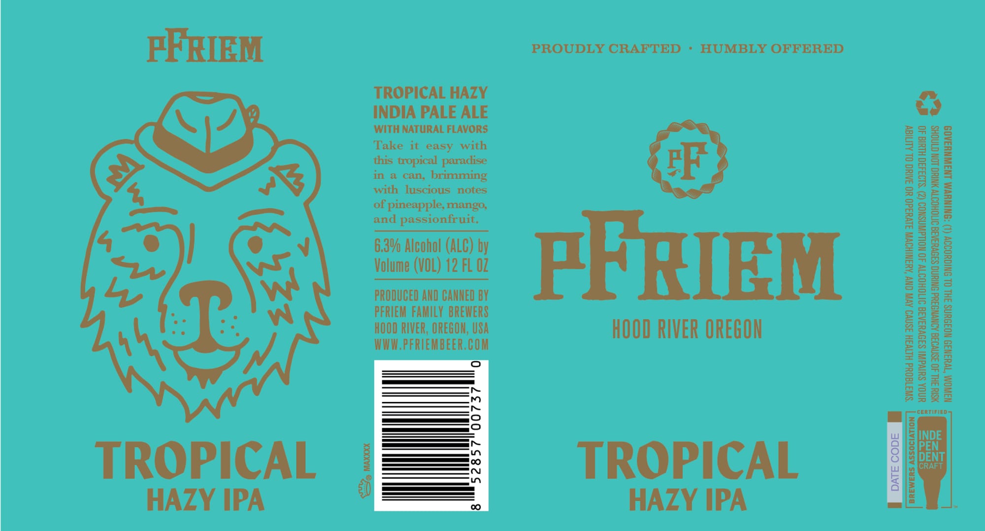Tropical Hazy IPA by PFRIEM Family Brewers - beer label