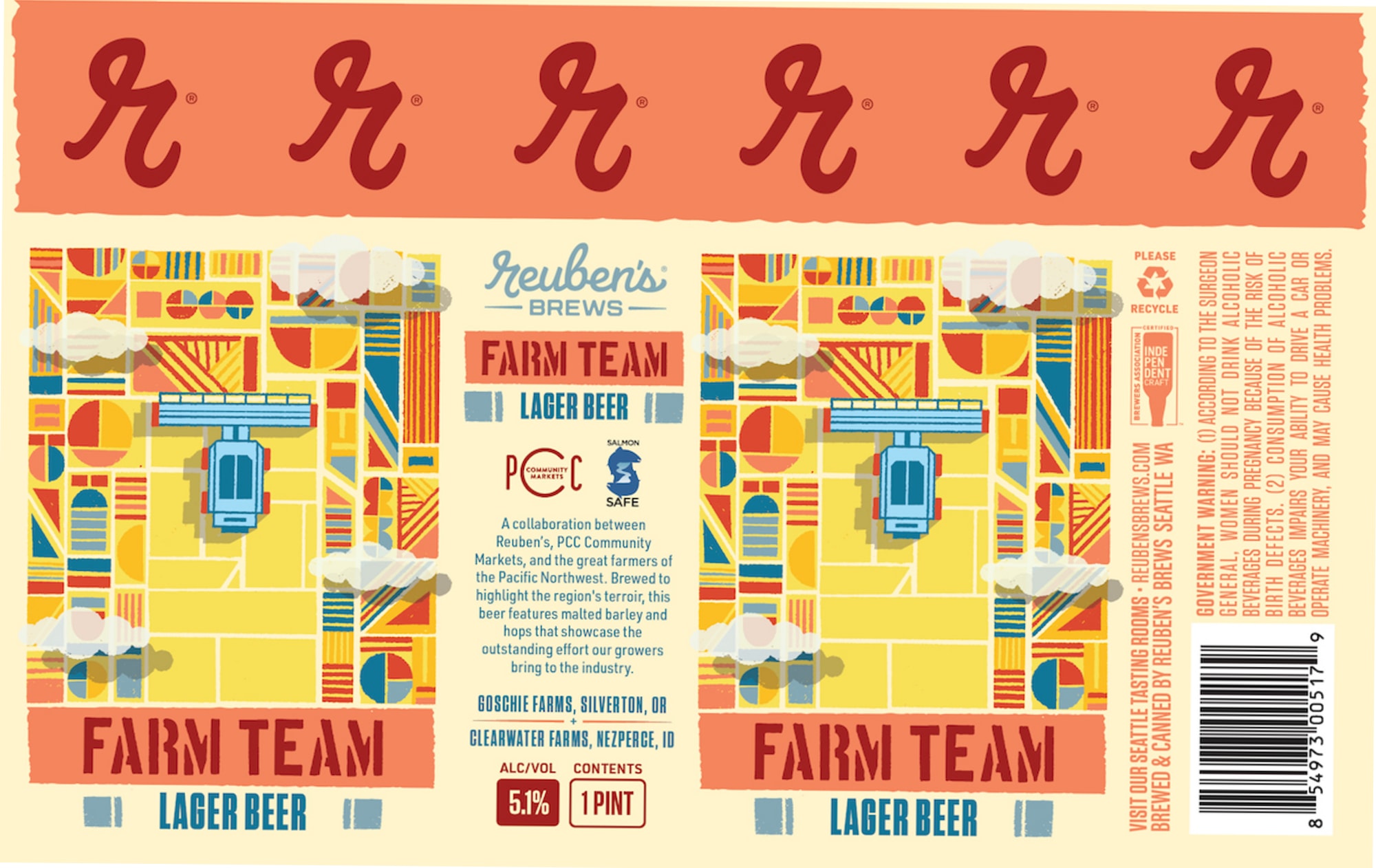 Farm Team Lager Beer by Reuben’s Brews - beer label