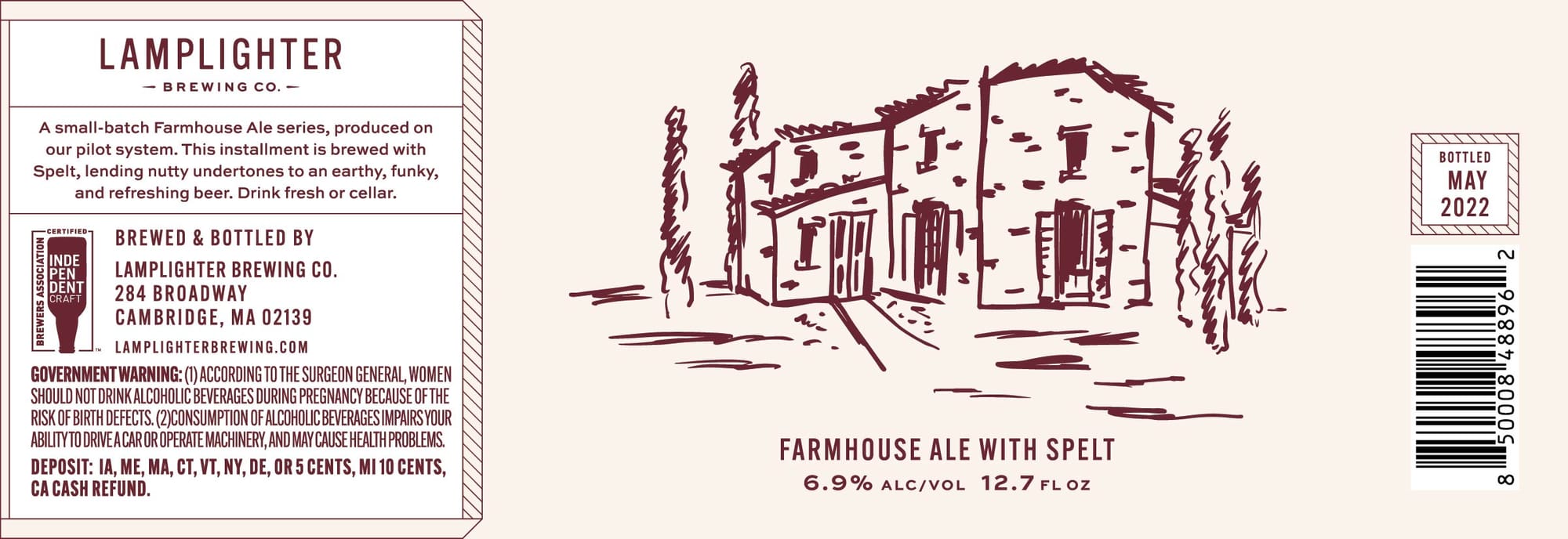 Farmhouse Ale with Spelt by Lamplighter Brewing Co. - beer label