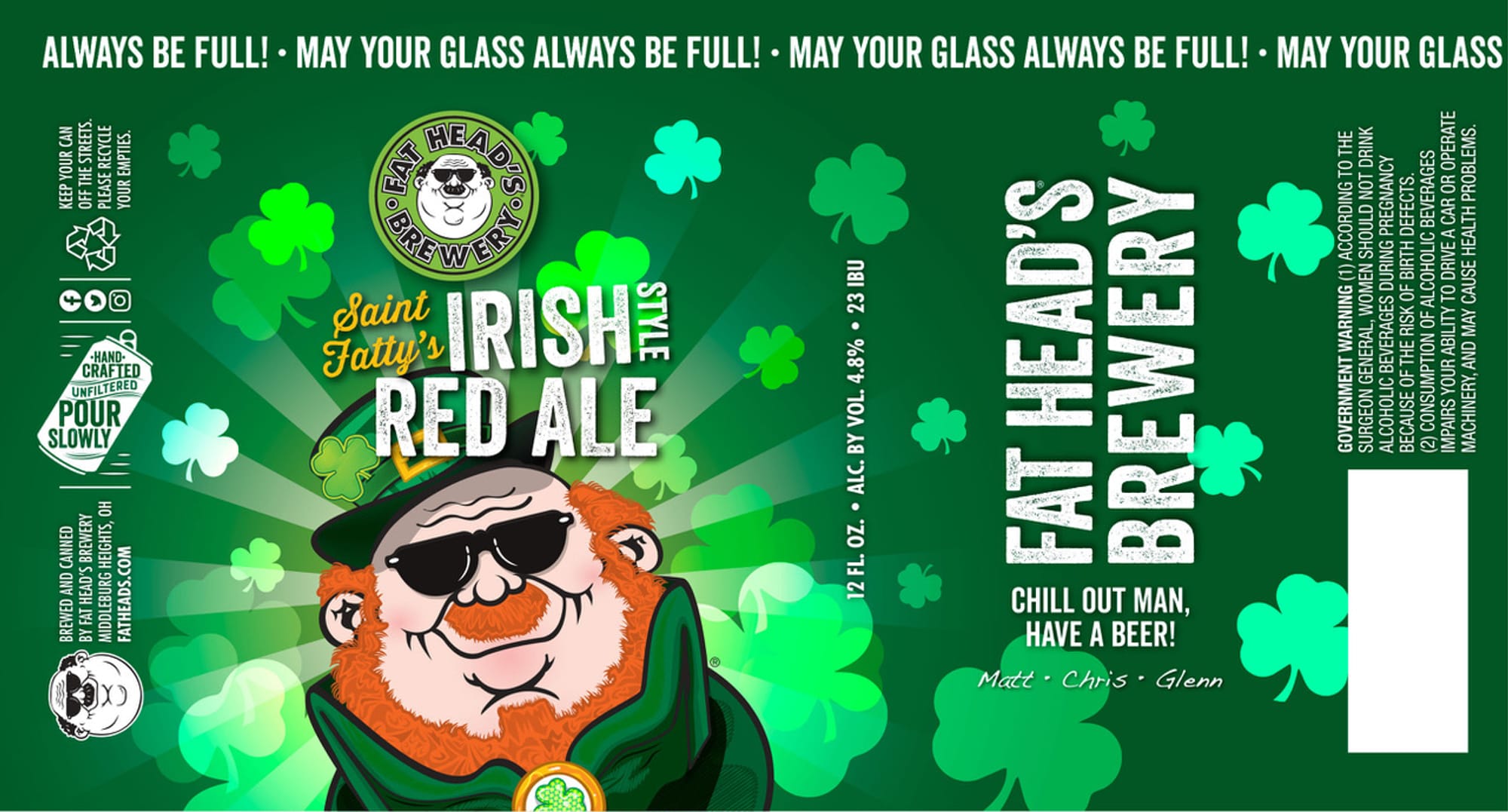 Irish Red Ale by Fat Head's Brewery - beer label