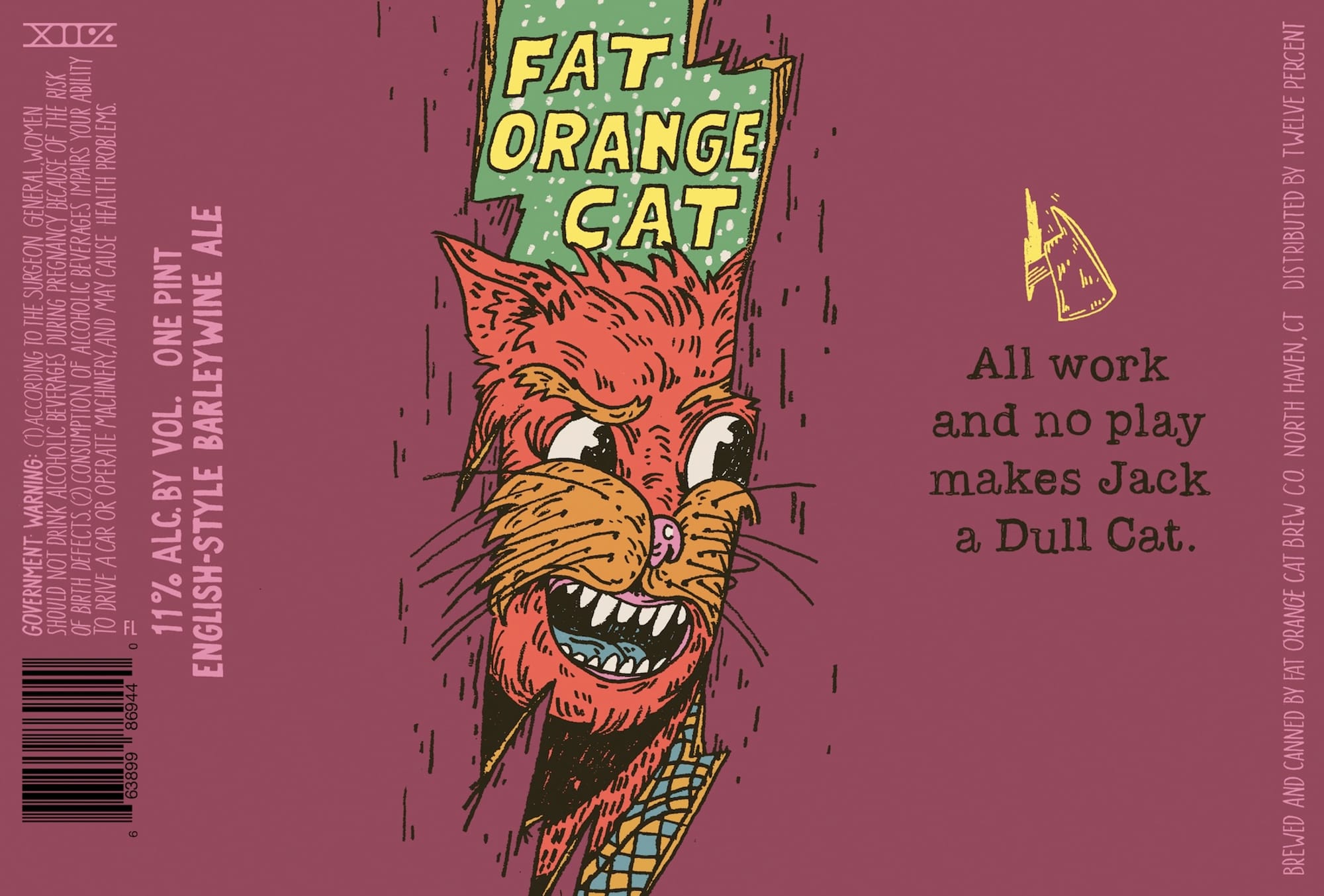 Fat Orange Cat One Pint by Two Roads Brewing Company - beer label