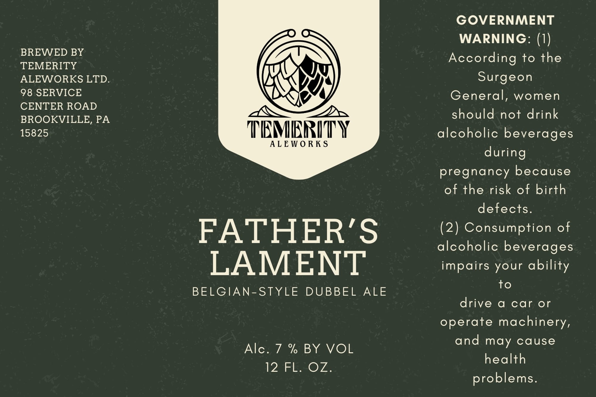 Father's Lament by Temerity Aleworks - beer label