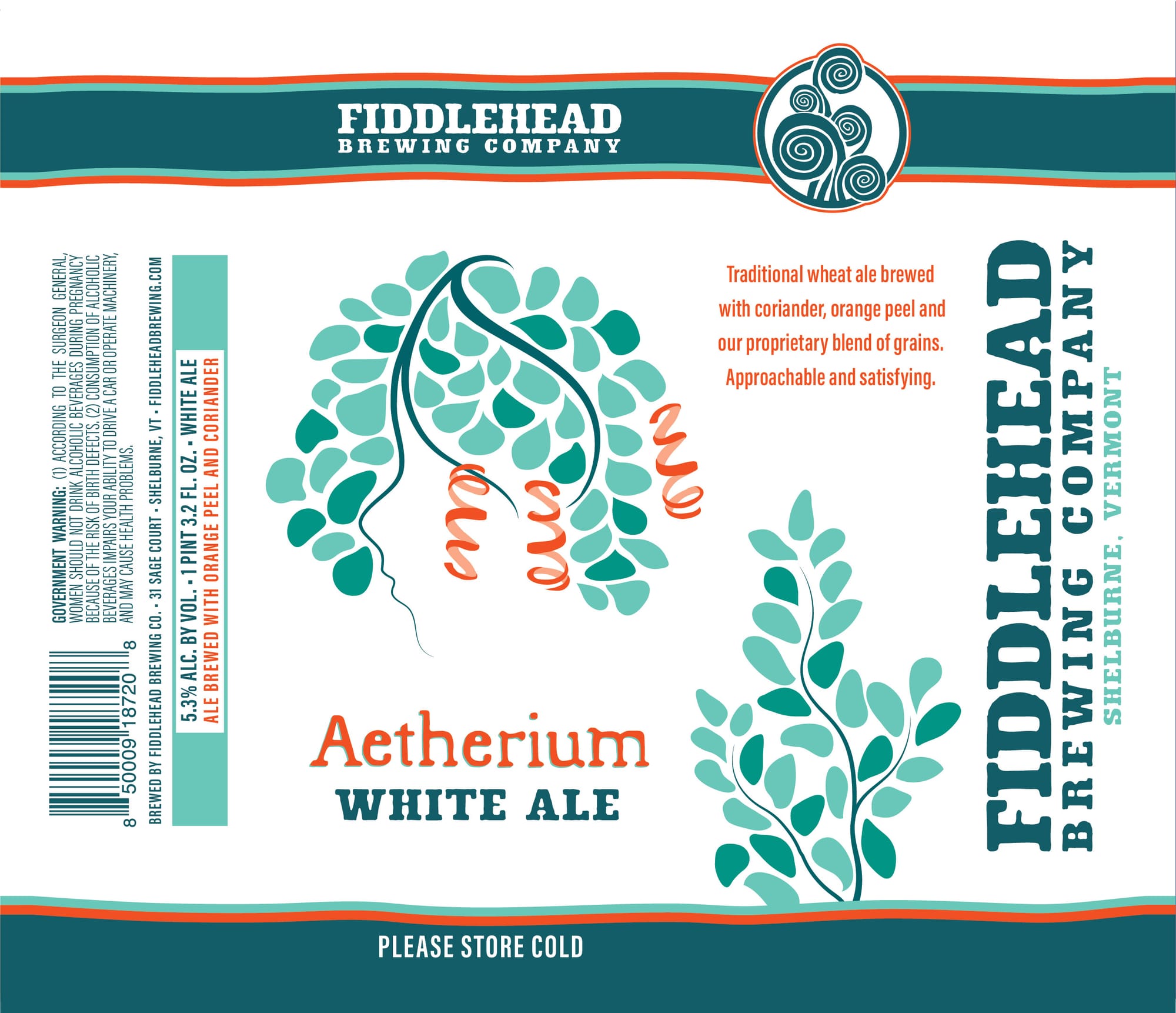 Aetherium White Ale by Fiddlehead Brewing Company - beer label