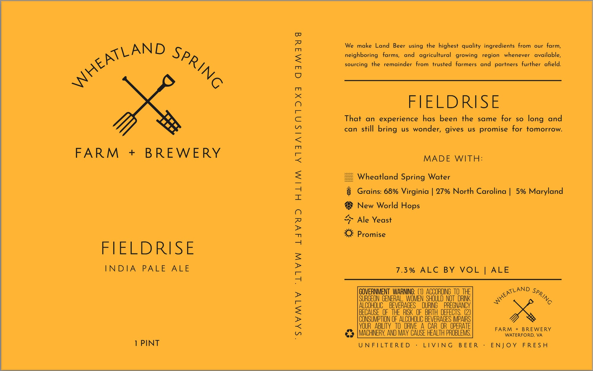 Fieldrise by Wheatland Spring Farm + Brewery - beer label