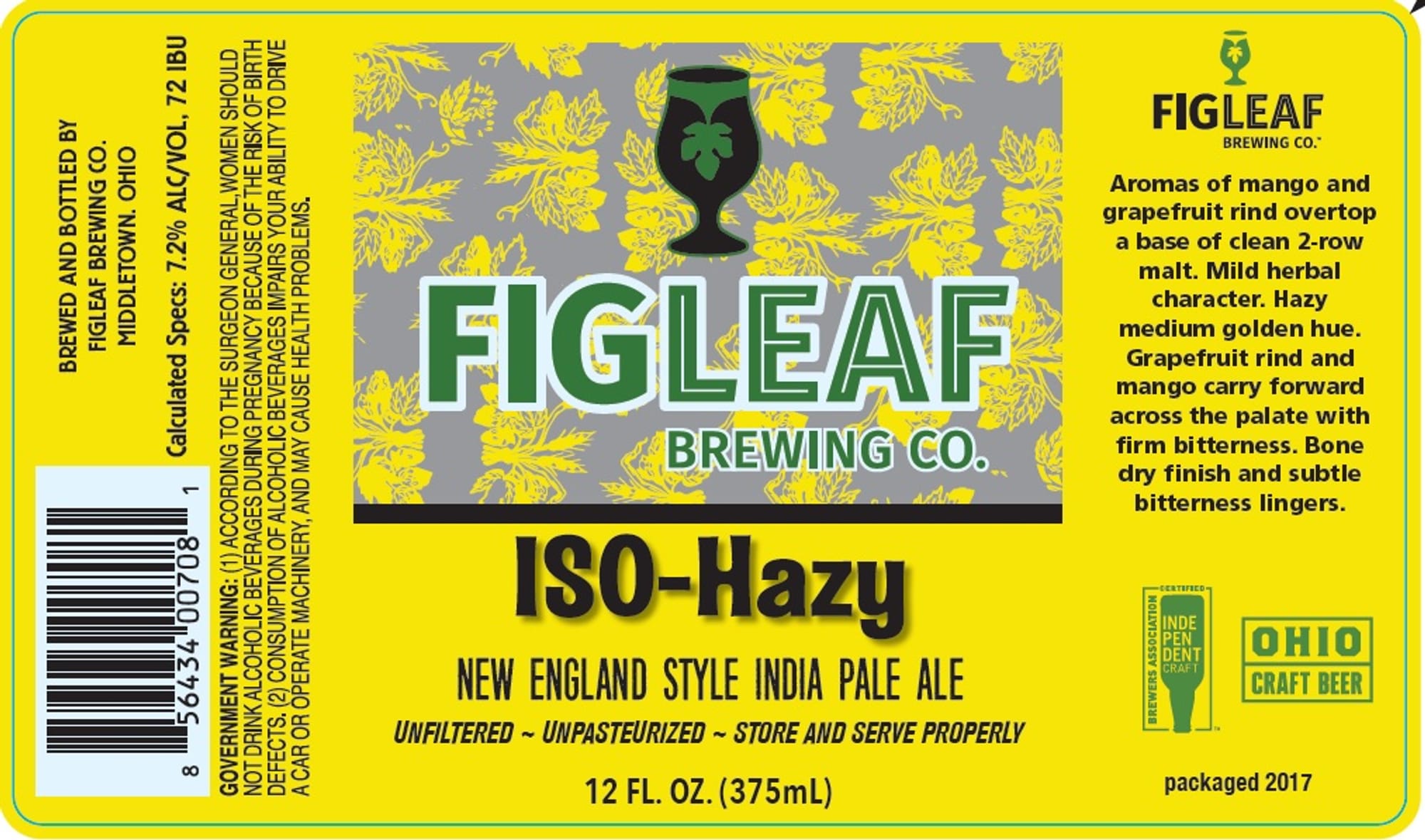 Iso-Hazy by Figleaf Brewing Co. - beer label