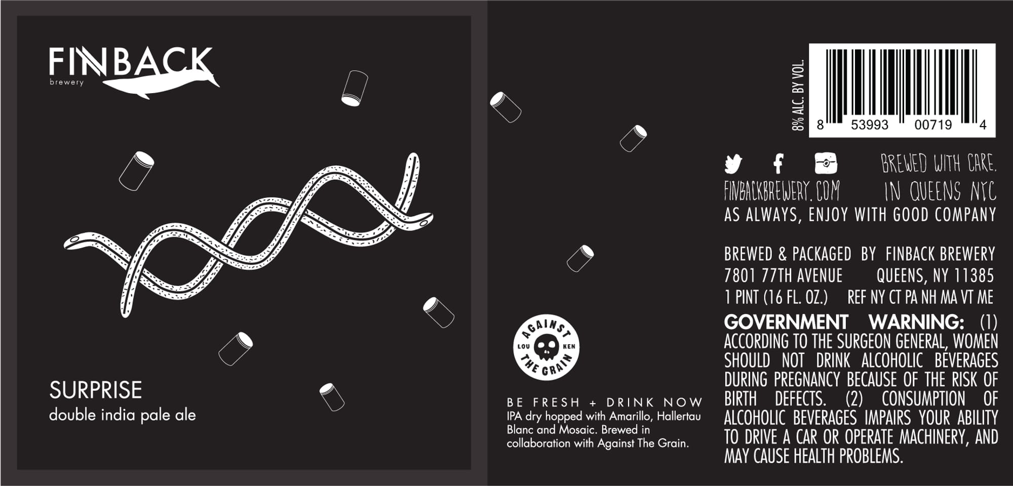 Surprise by Finback Brewery - beer label