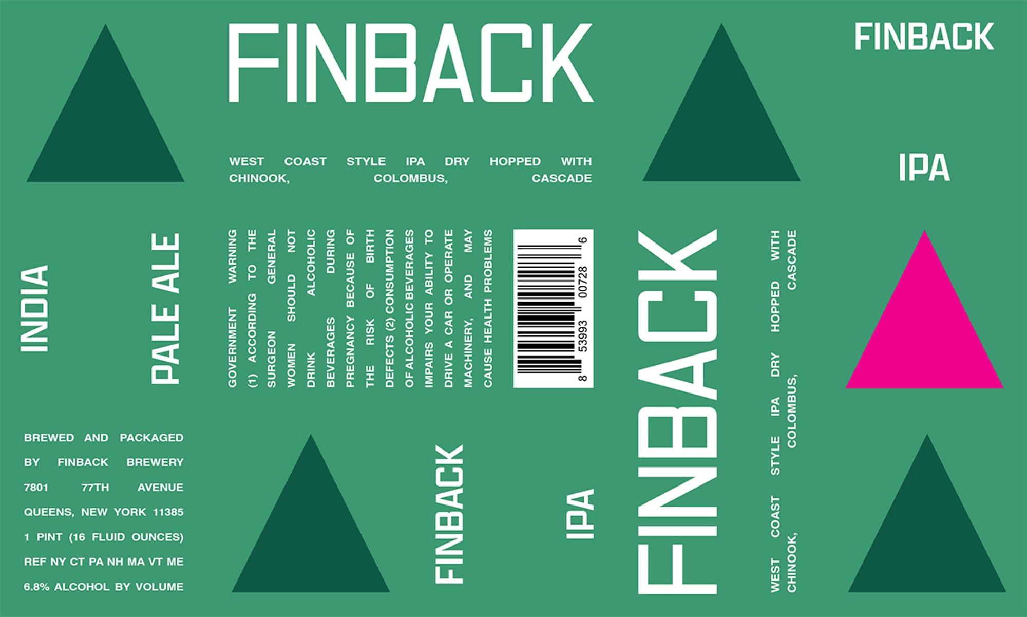 Finback IPA by Finback Brewery - beer label